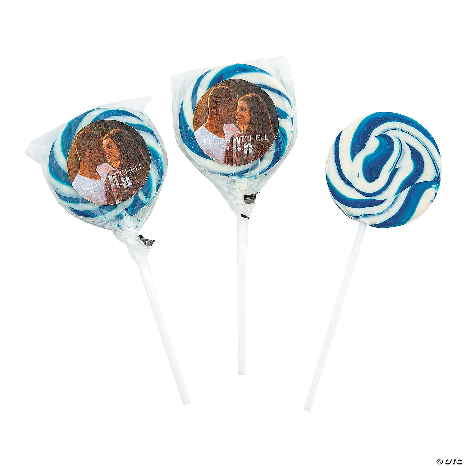 Personalized Custom Photo Blue Swirl Pops - 12 Pc.