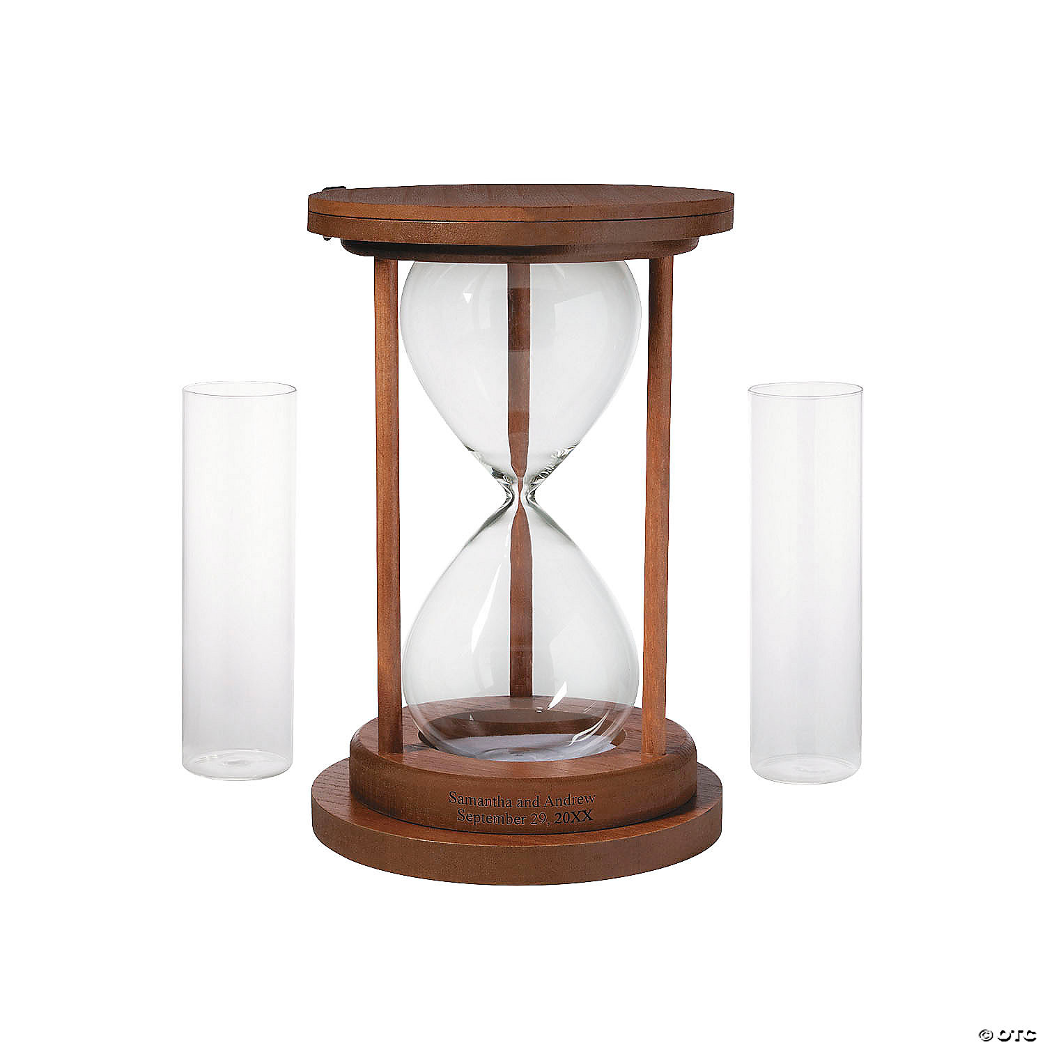 Personalized Wedding Sand Ceremony White Hourglass 11 3/4"H Glass Wood 