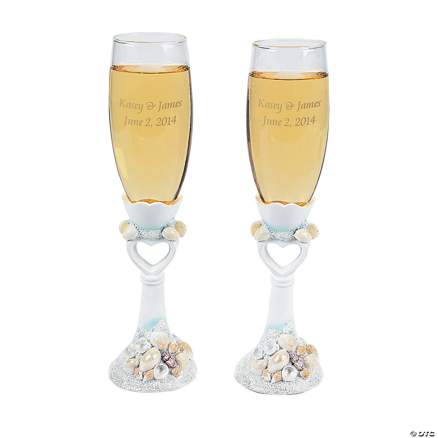 Personalized Shell Wedding Flutes - Discontinued