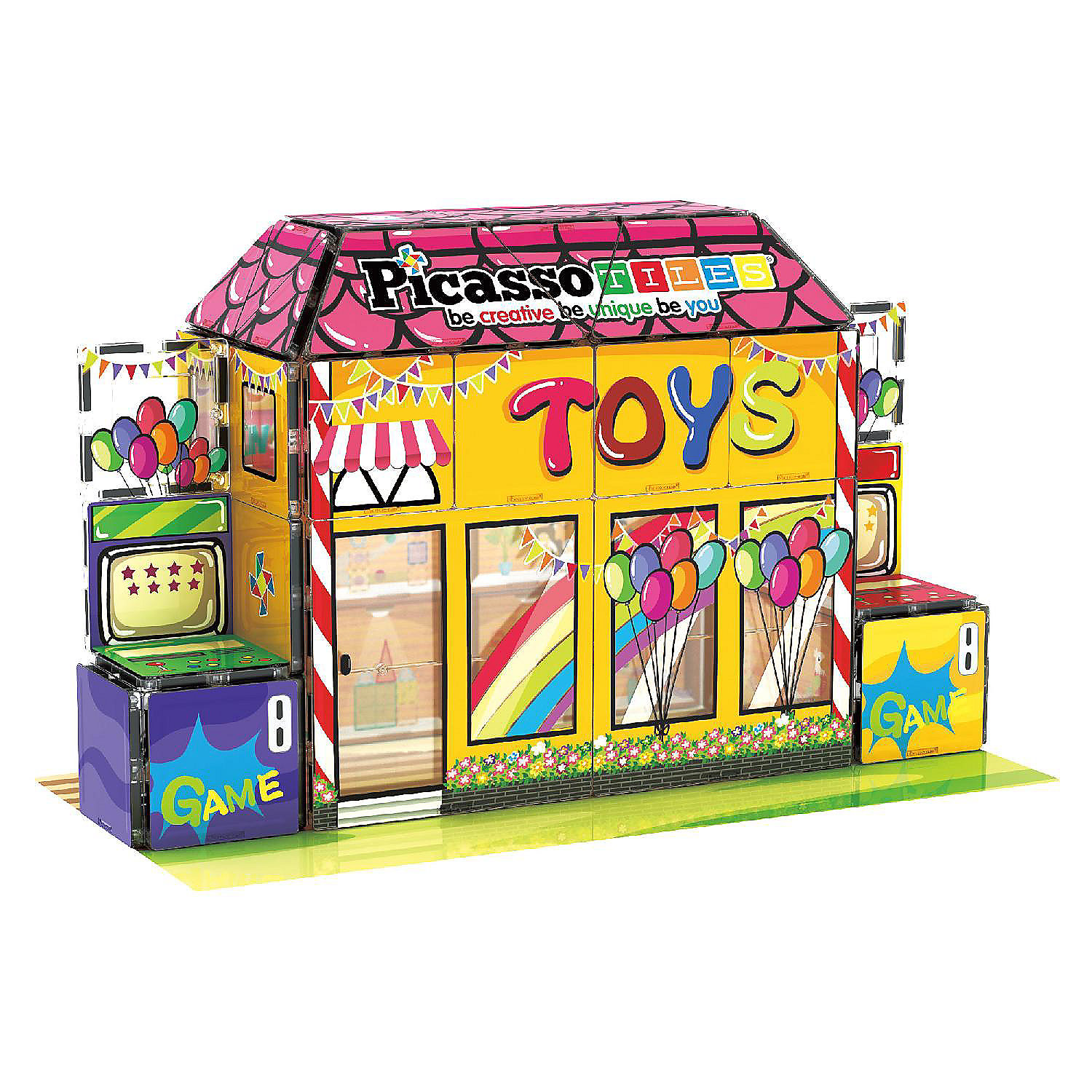 PicassoTiles 60pc Building Block Tile Toy Shop Theme
