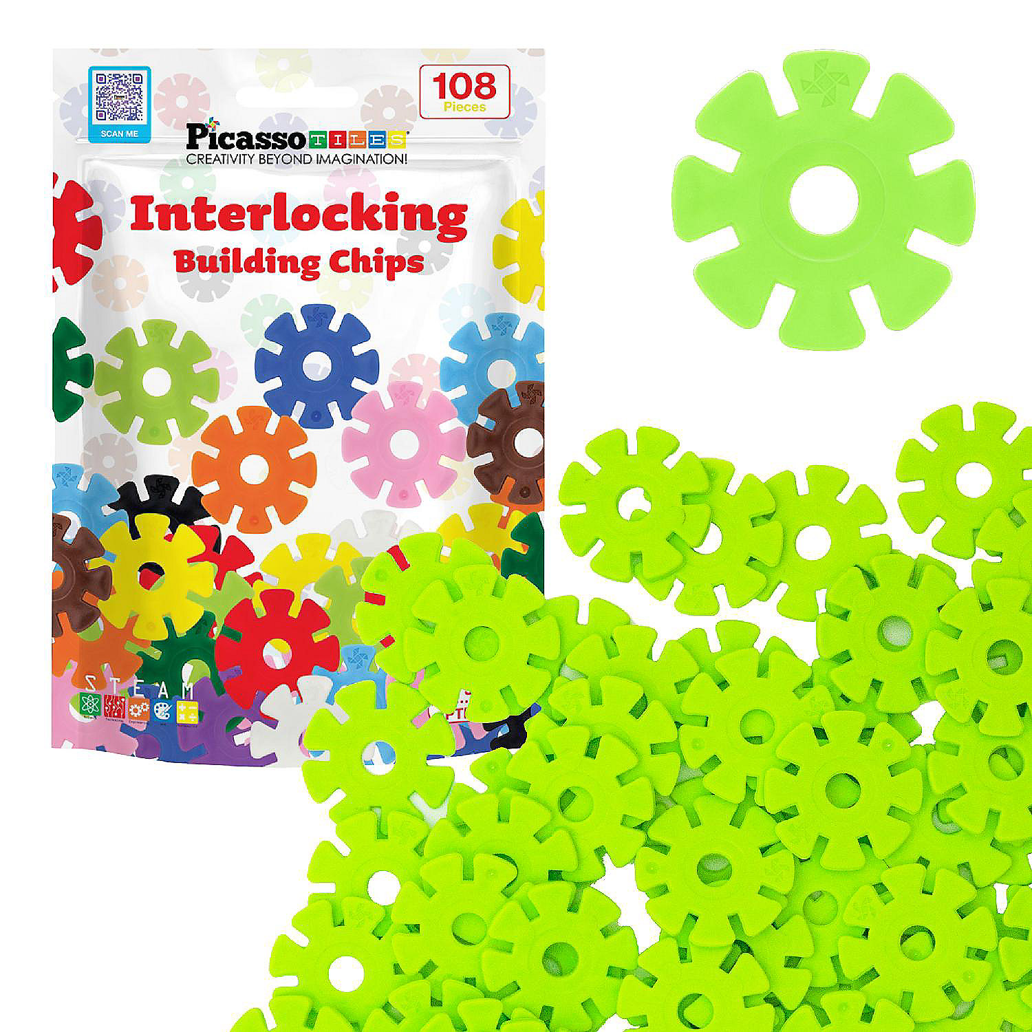 PicassoTiles Building Chips Interlocking Disc Construction Blocks in