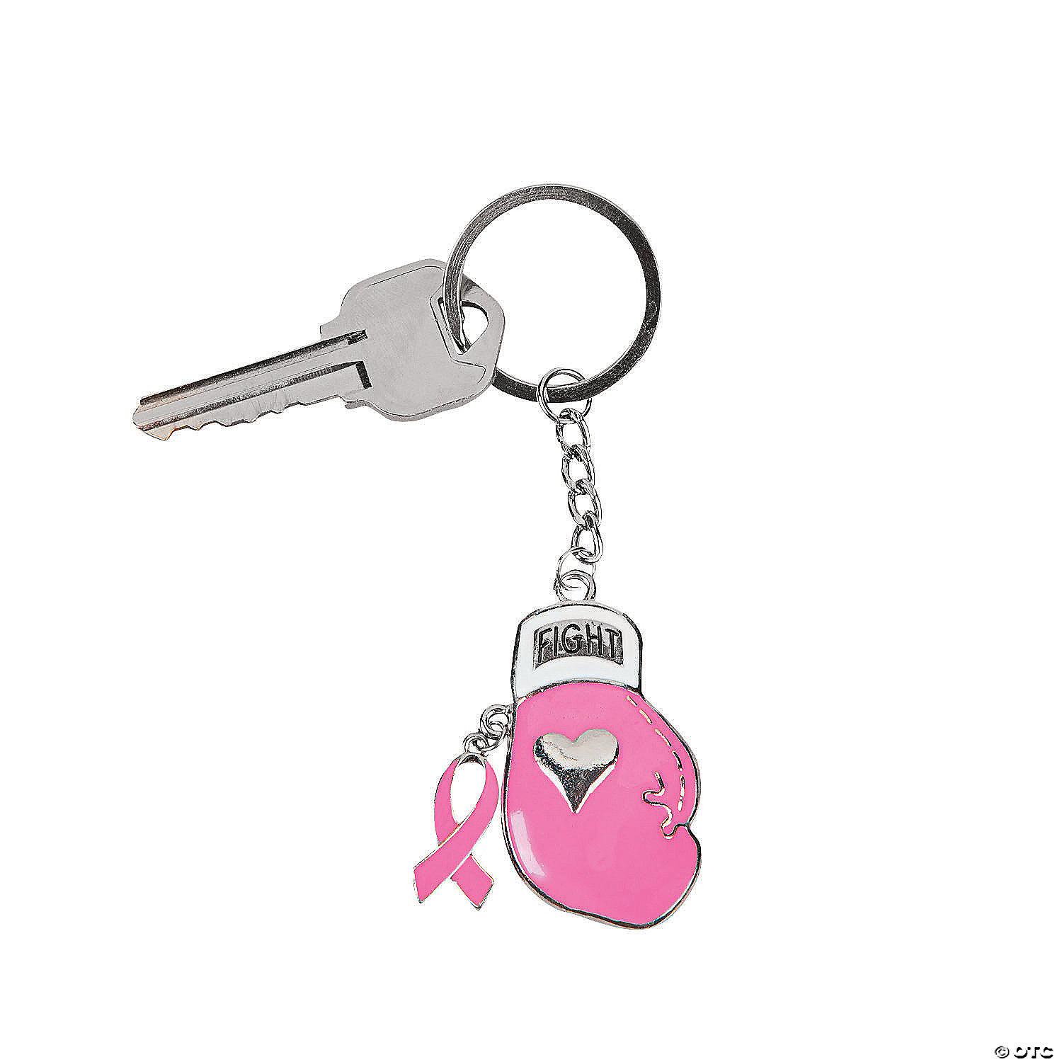 Breast Cancer Awareness Light Pink Ribbon Keychain Key Ring Charm Perfect 4 Gift 