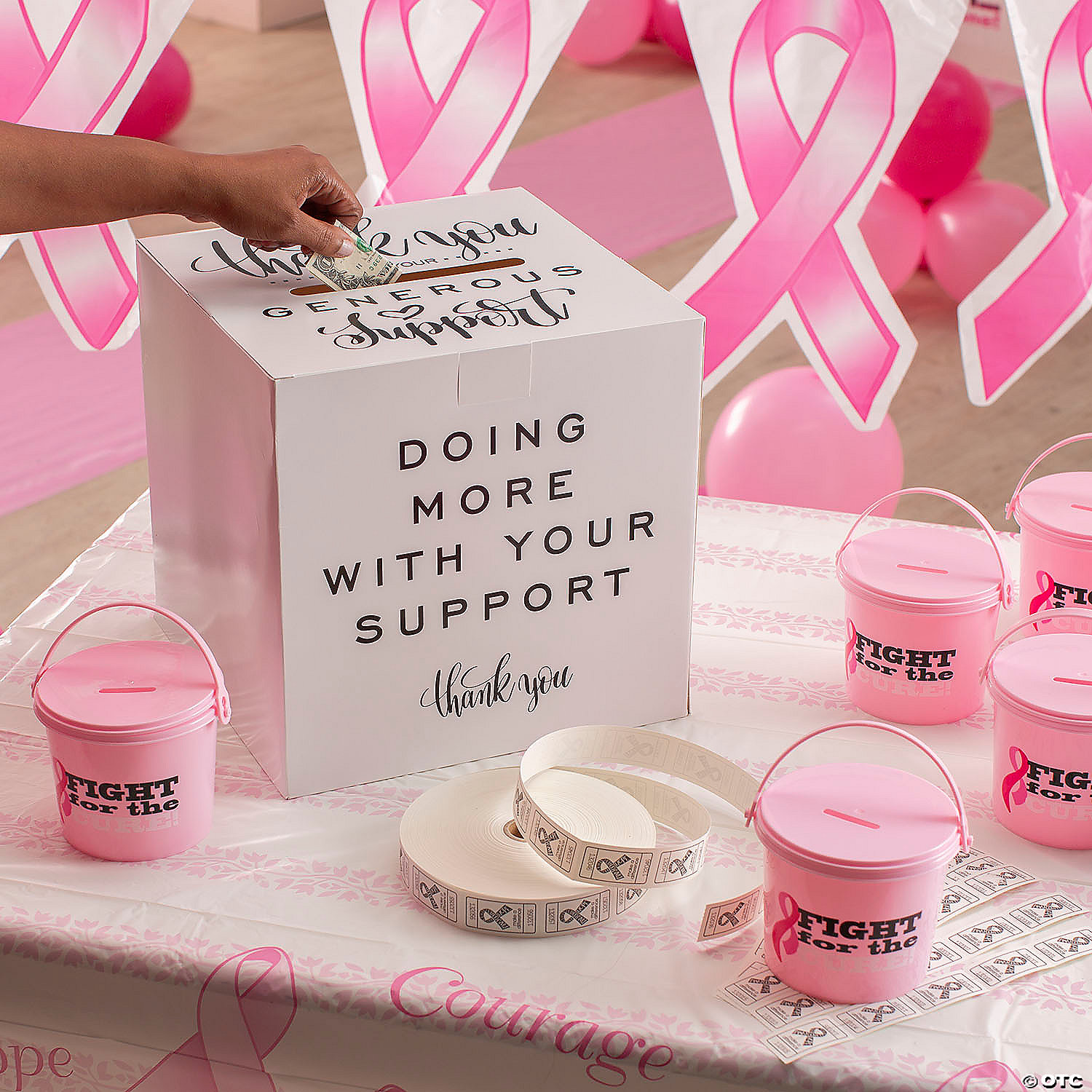 Pink Ribbon Donation Table Decorating Kit - 16 Pc.
