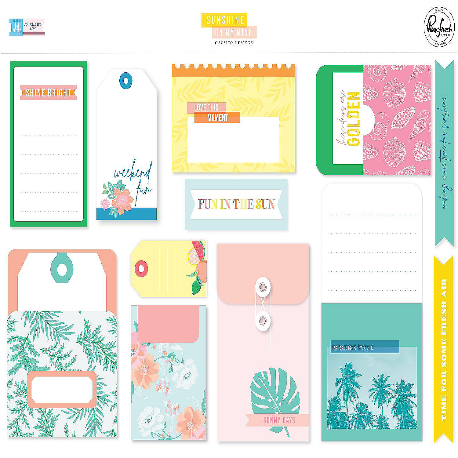Pinkfresh Journaling Bits 14/PkgSunshine On My Mind Oriental Trading