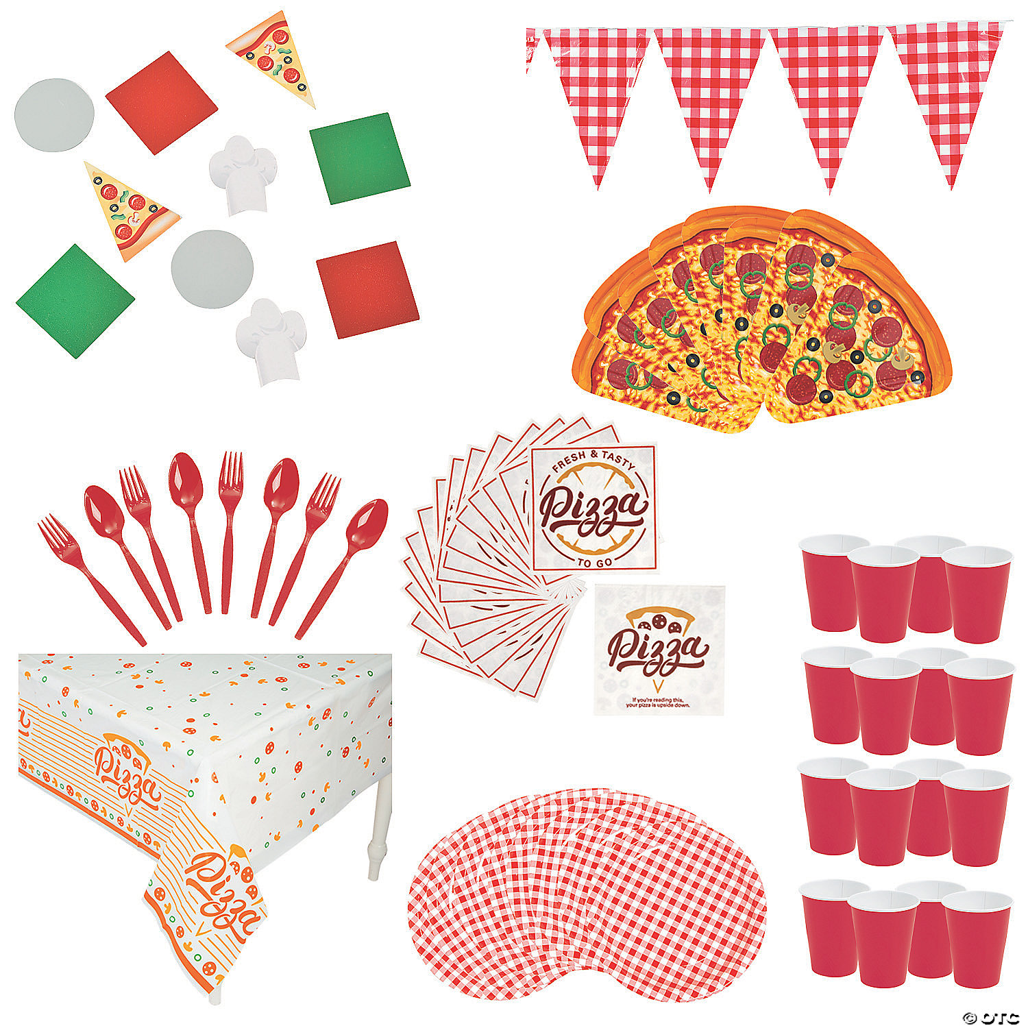 Pizza Party Tableware Kit For 8 Guests Oriental Trading