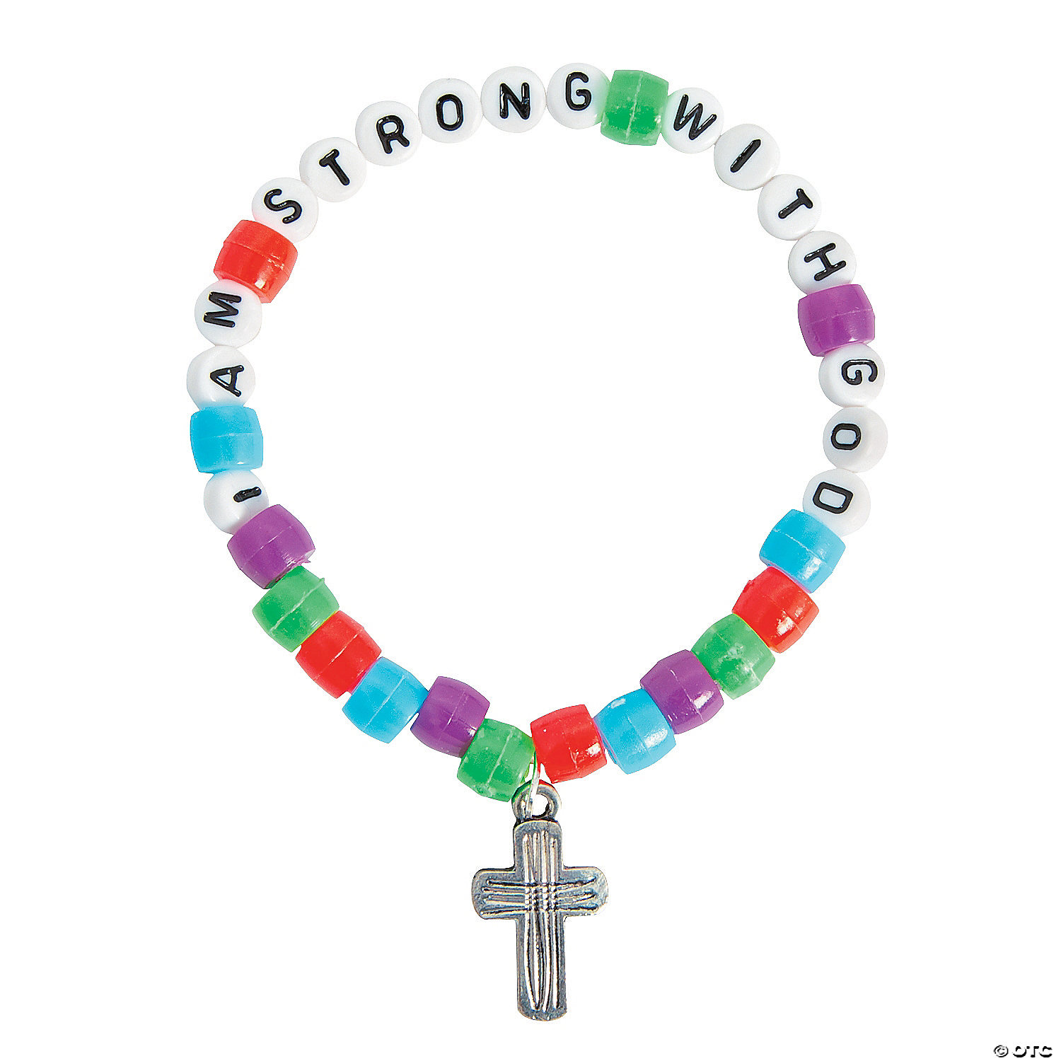 Plastic “I Am Strong with God” Pony Bead Bracelet Craft Kit