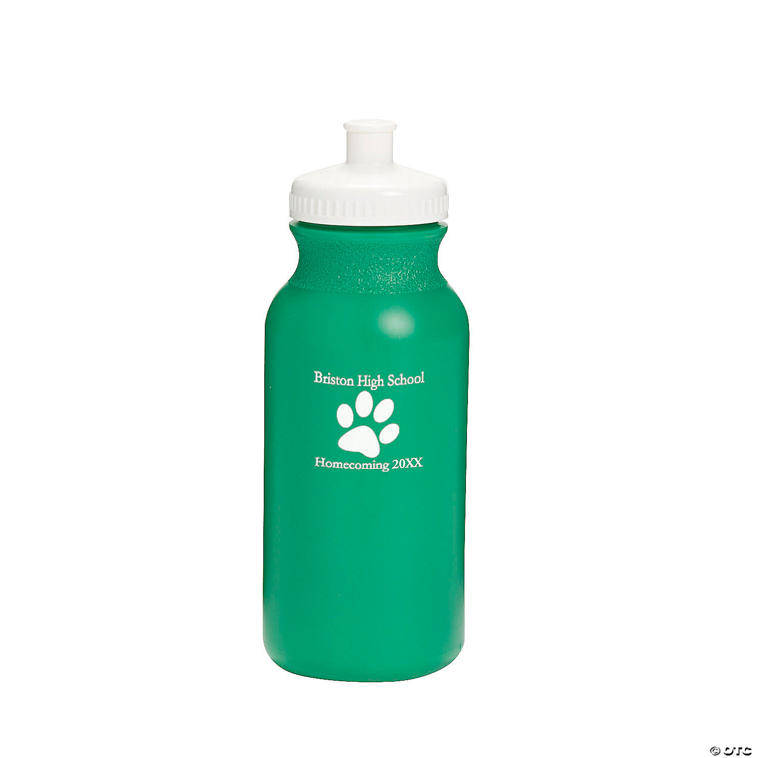 Plastic Opaque Green Paw Print Personalized Water Bottles - 20 oz