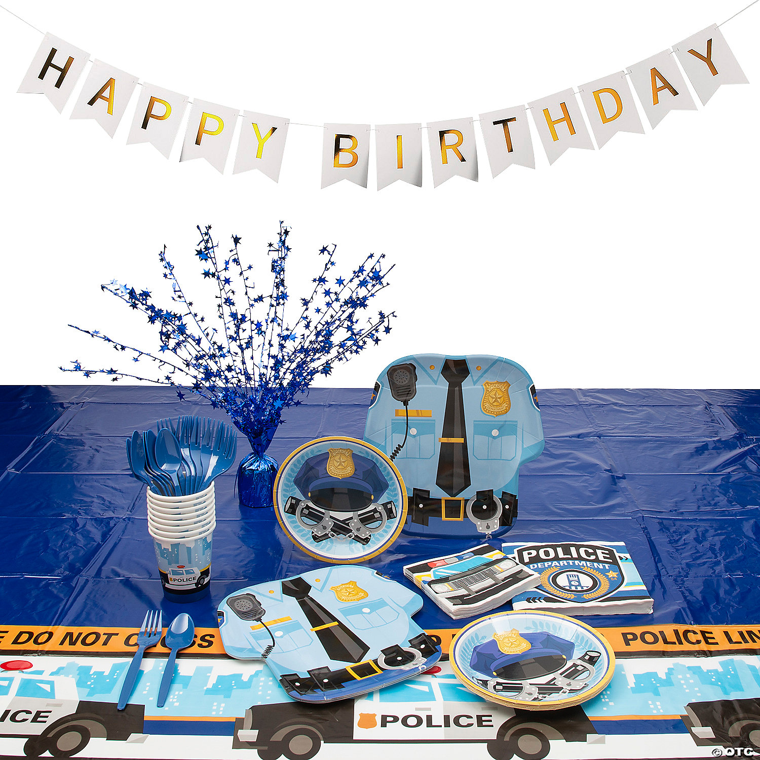 Police Party Tableware Kit for 8 Guests