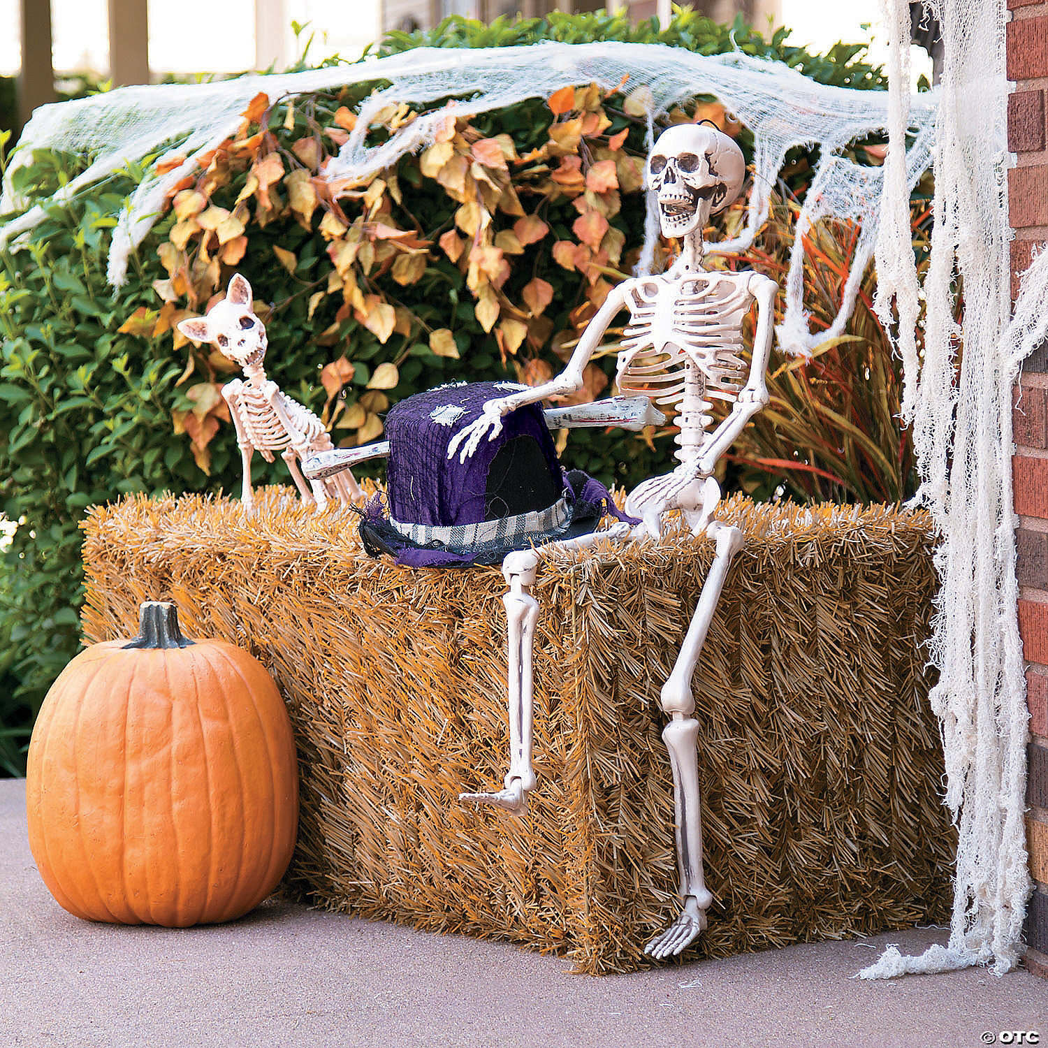 Life Size Pumpkin King Posable Skeleton Halloween Decor Prop