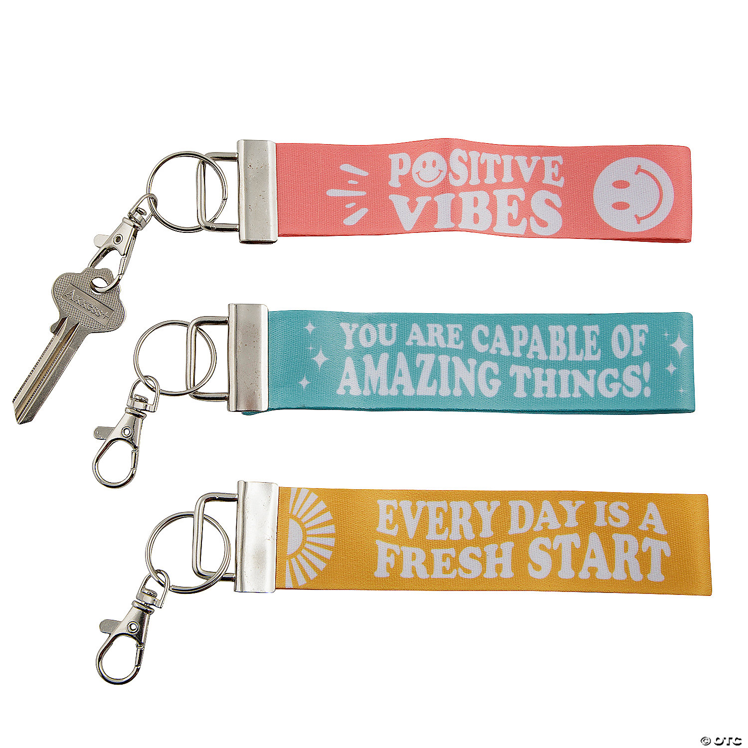 Positive Vibes Colorful Nylon Keychains | Fun Express