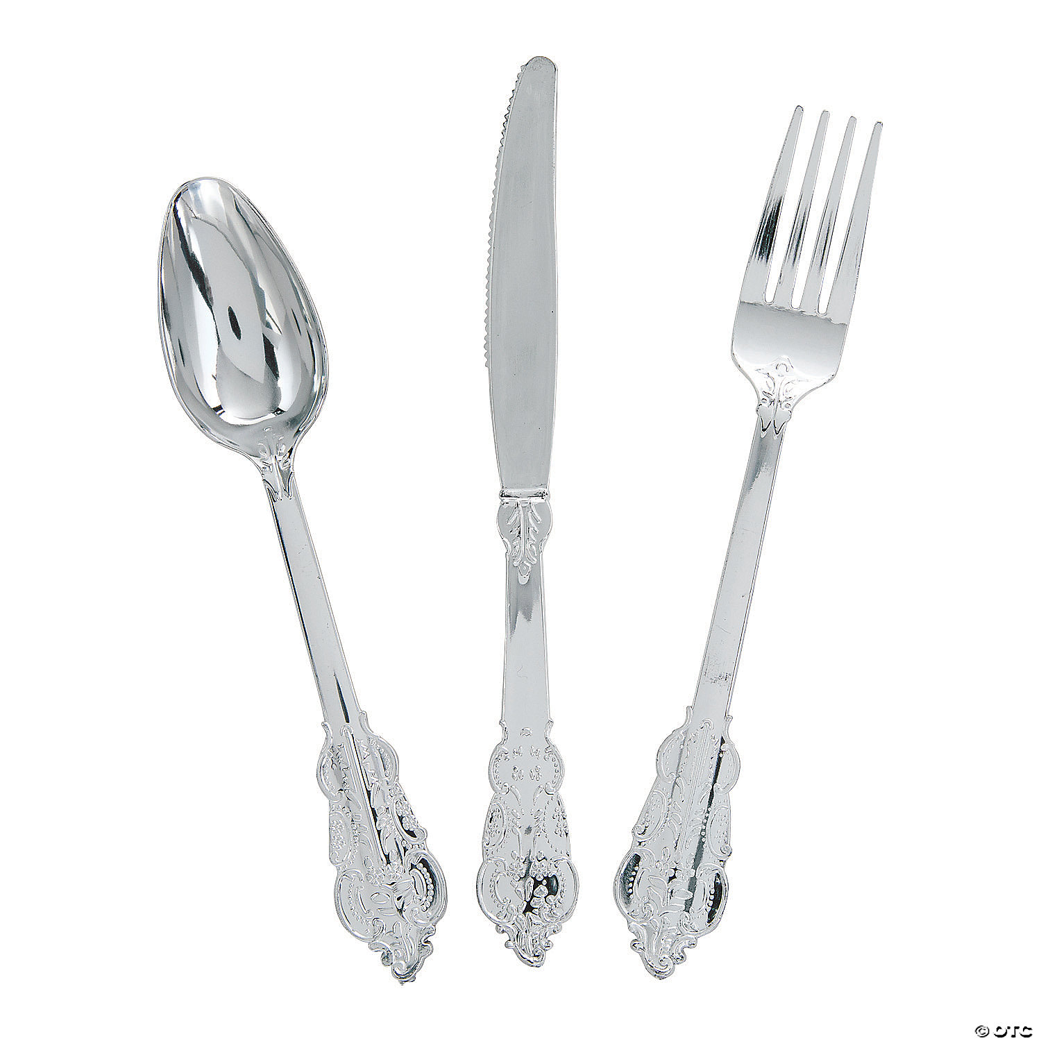 Silver Plastic Cutlery in White Pocket Napkin Set - 7 Napkins, 7 Forks, 7  Knives, and 7 Spoons