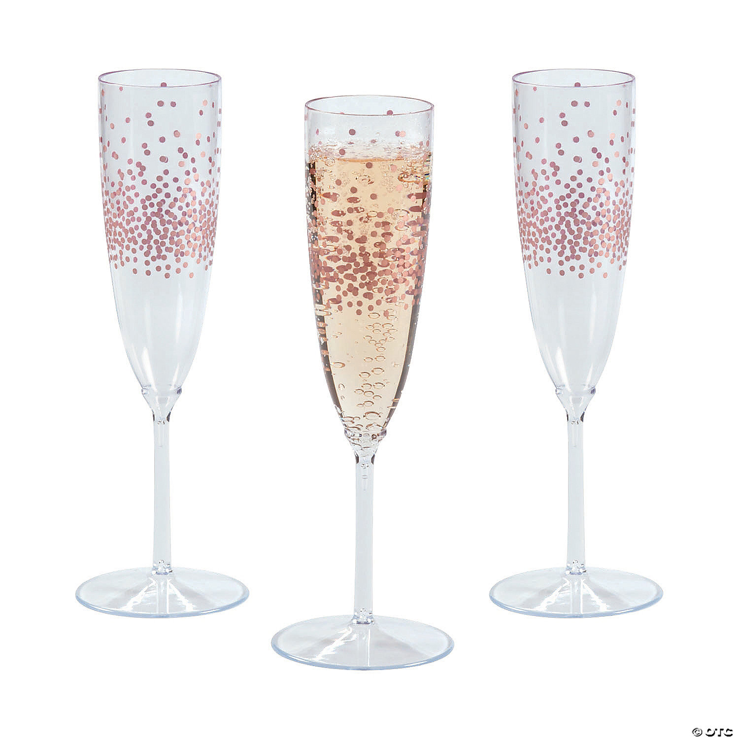 Premium Plastic Rose Gold Dot Champagne Flutes 25 Pieces Party Supplies 