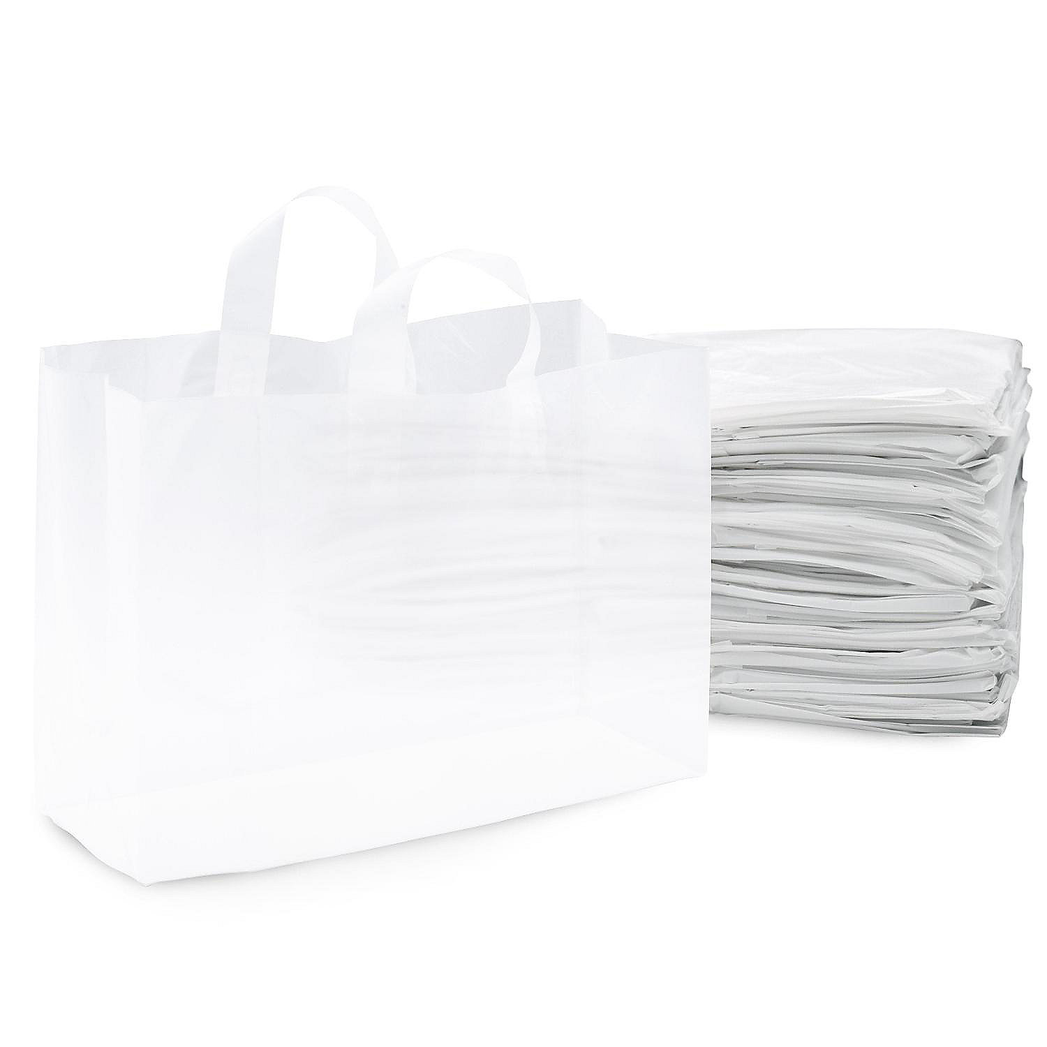 Prime Line Packaging 16x6x12 Inch Large Frosted White Plastic Bags with