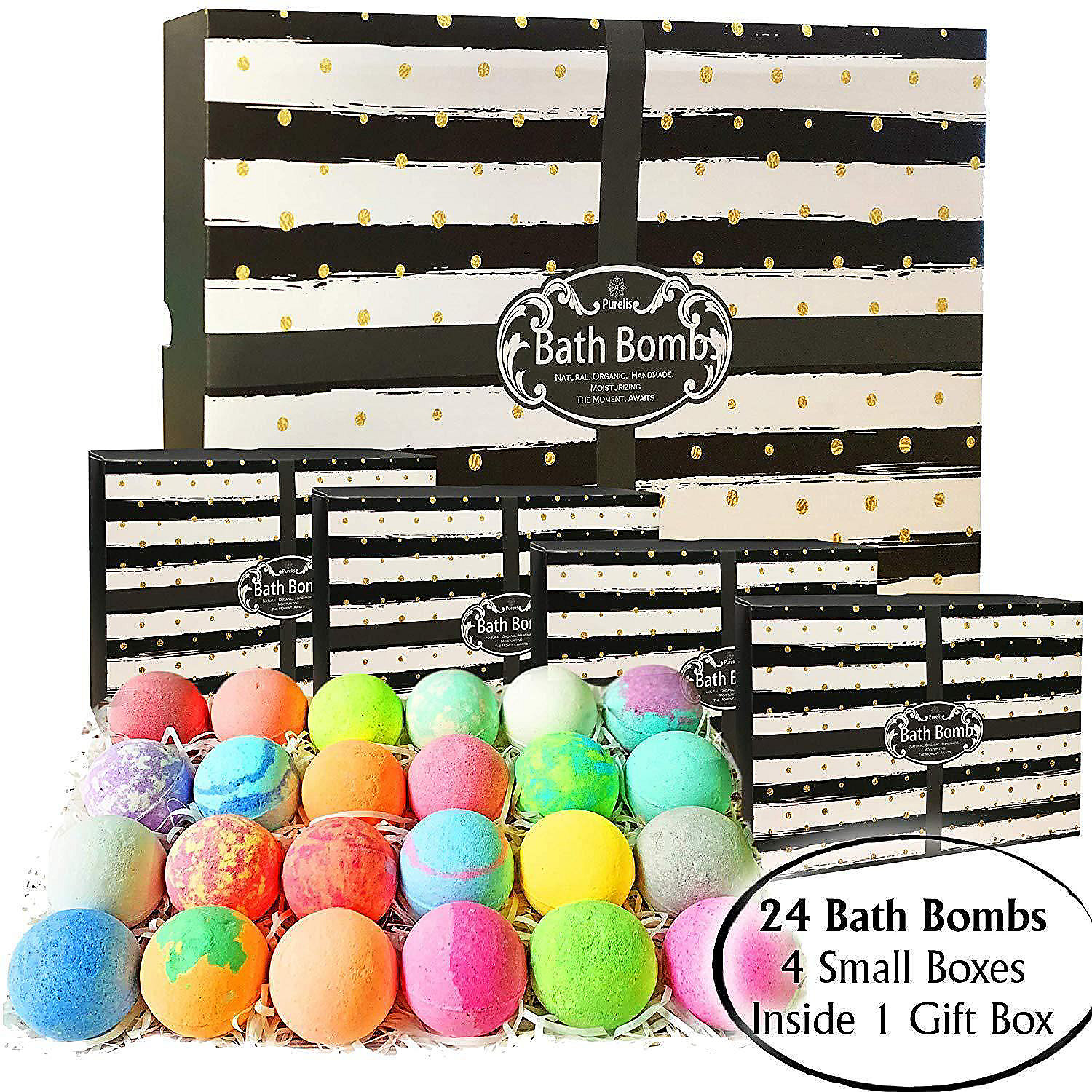 24 organic & natural bath bombs