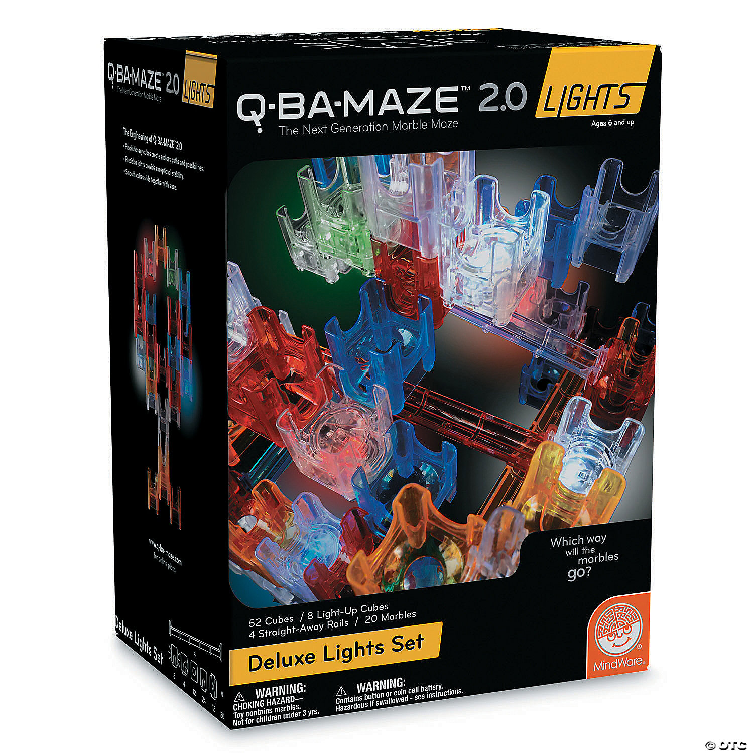 MindWare Q-ba-maze 2.0 Next Generation Marble Maze Bright Lights Set 70pc for sale online 