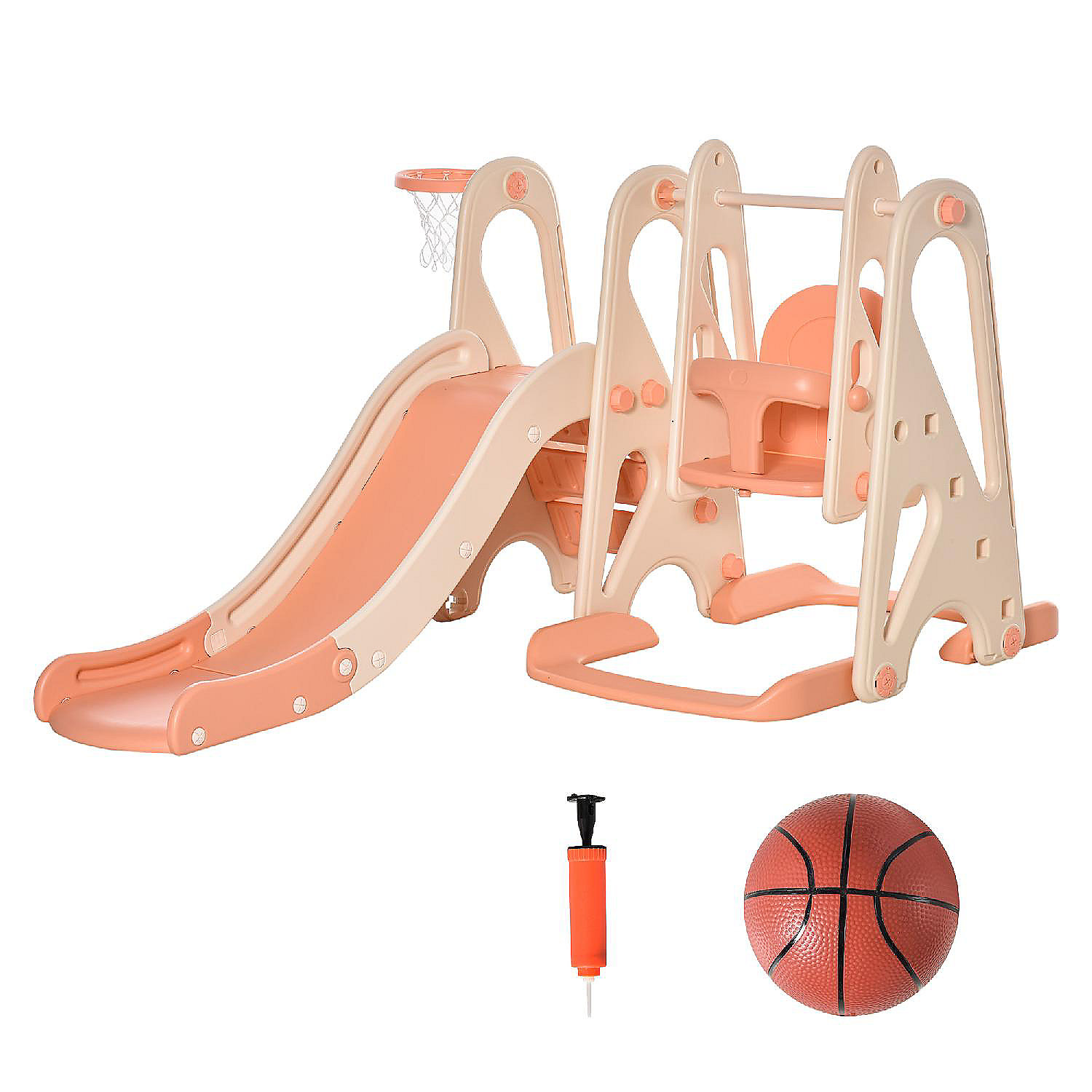 3 In 1 Climb Slide Swing Basketball Hoop Set for Kids Playground Indoor/Outdoor 
