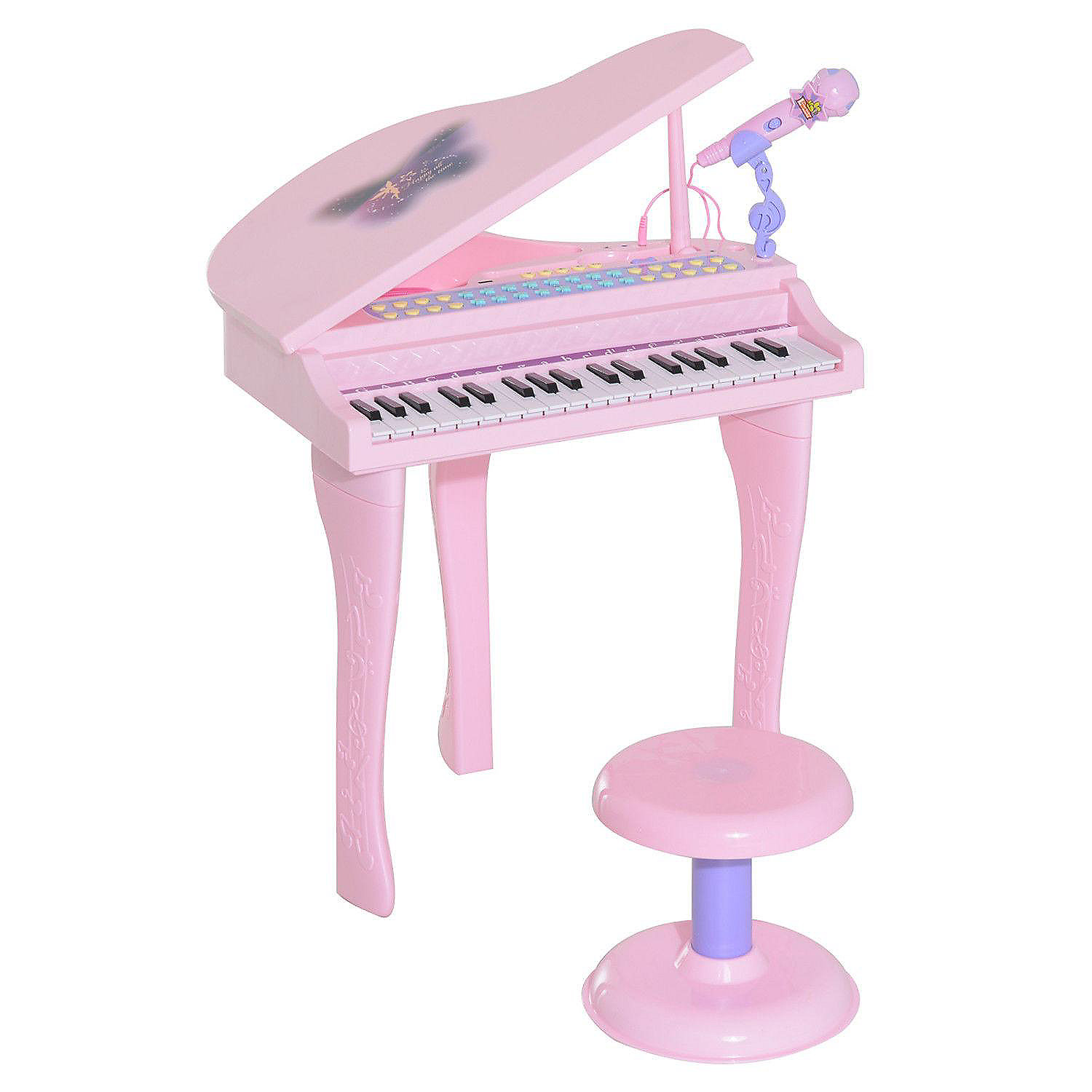 Boys&Girls Electronic Keyboard 37 Key Piano Musical Toy w/ Microphone & Stool 