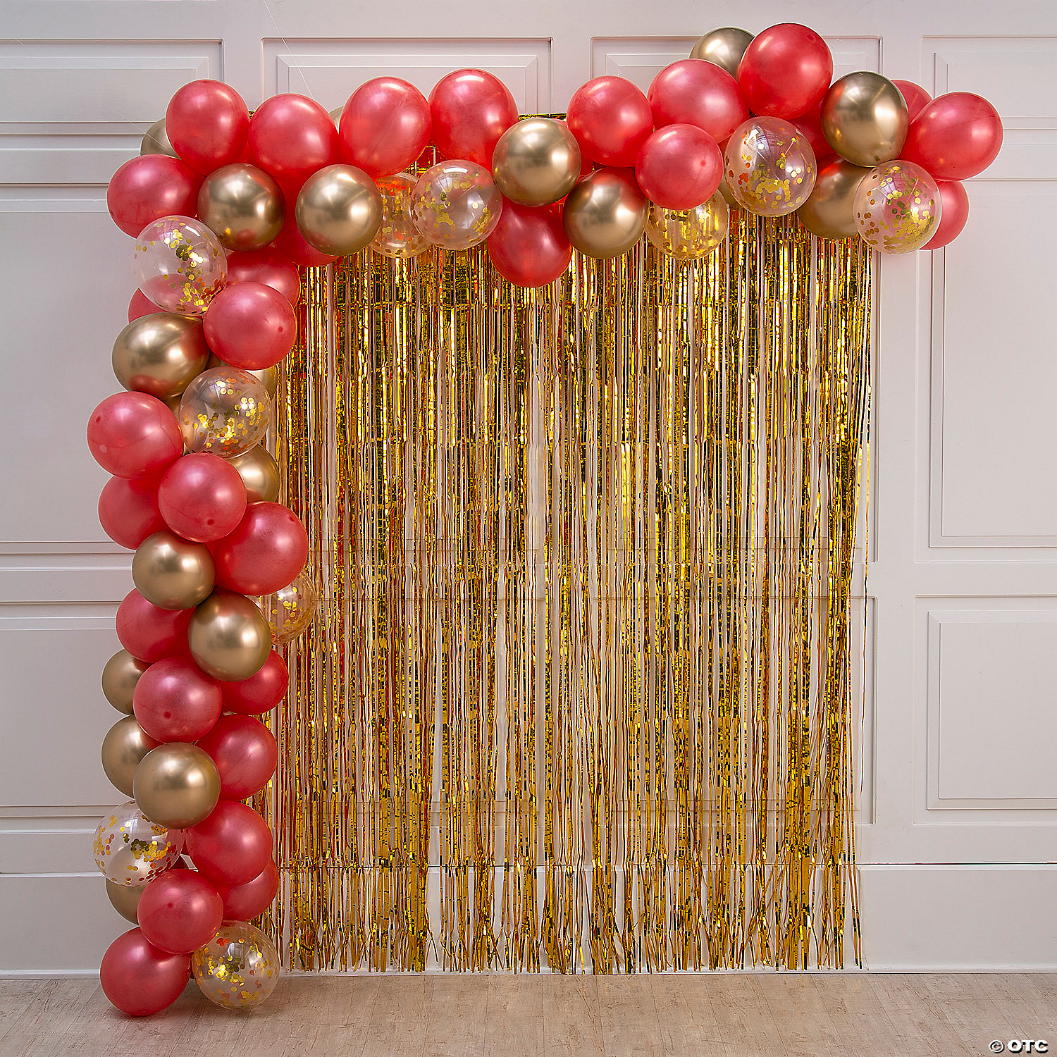 Red & Gold Balloon Backdrop Decorating Kit 88 Pc.