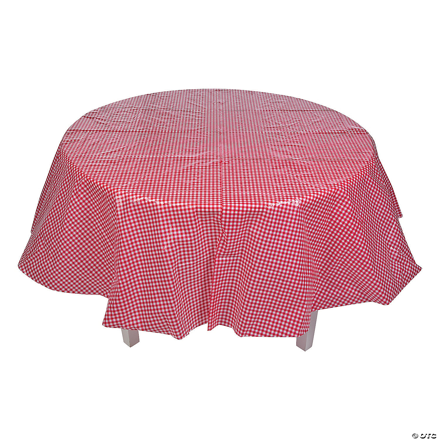 2 pieces Red and White Gingham table cover tablecloth plastic 84" round 
