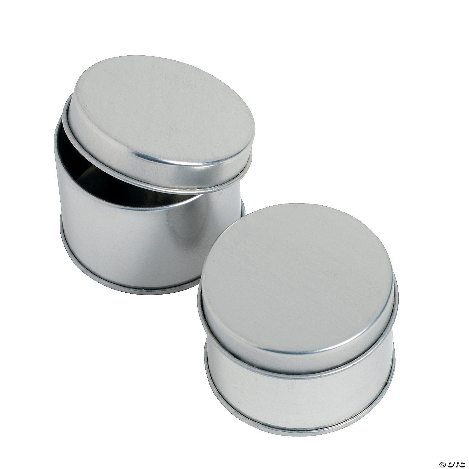 12 Small Silver Metal Gift Tin Tins Favor Box holds 1/2 oz & is 1.5" Diameter 