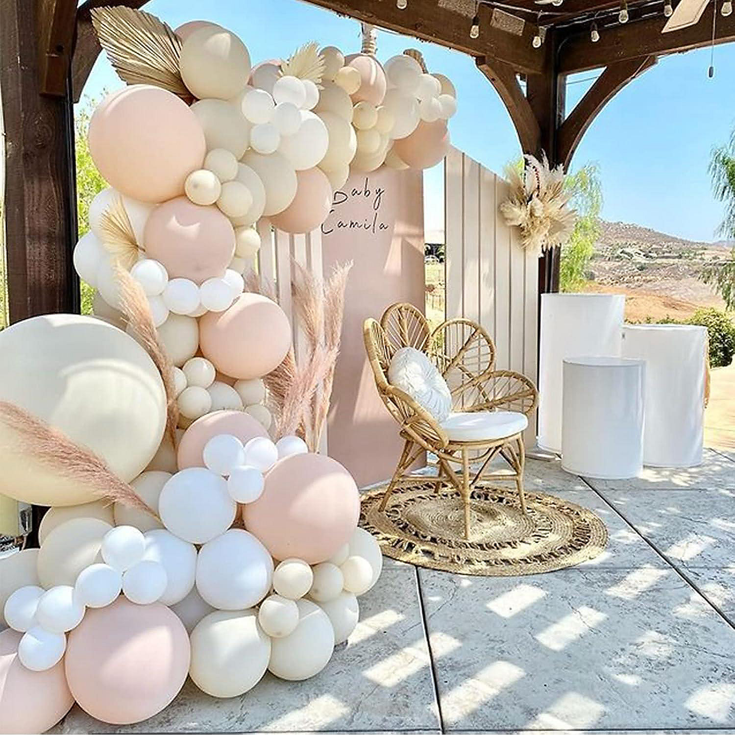 Sand White Balloon Garland Kit with Peach Balloons for Wedding & Baby