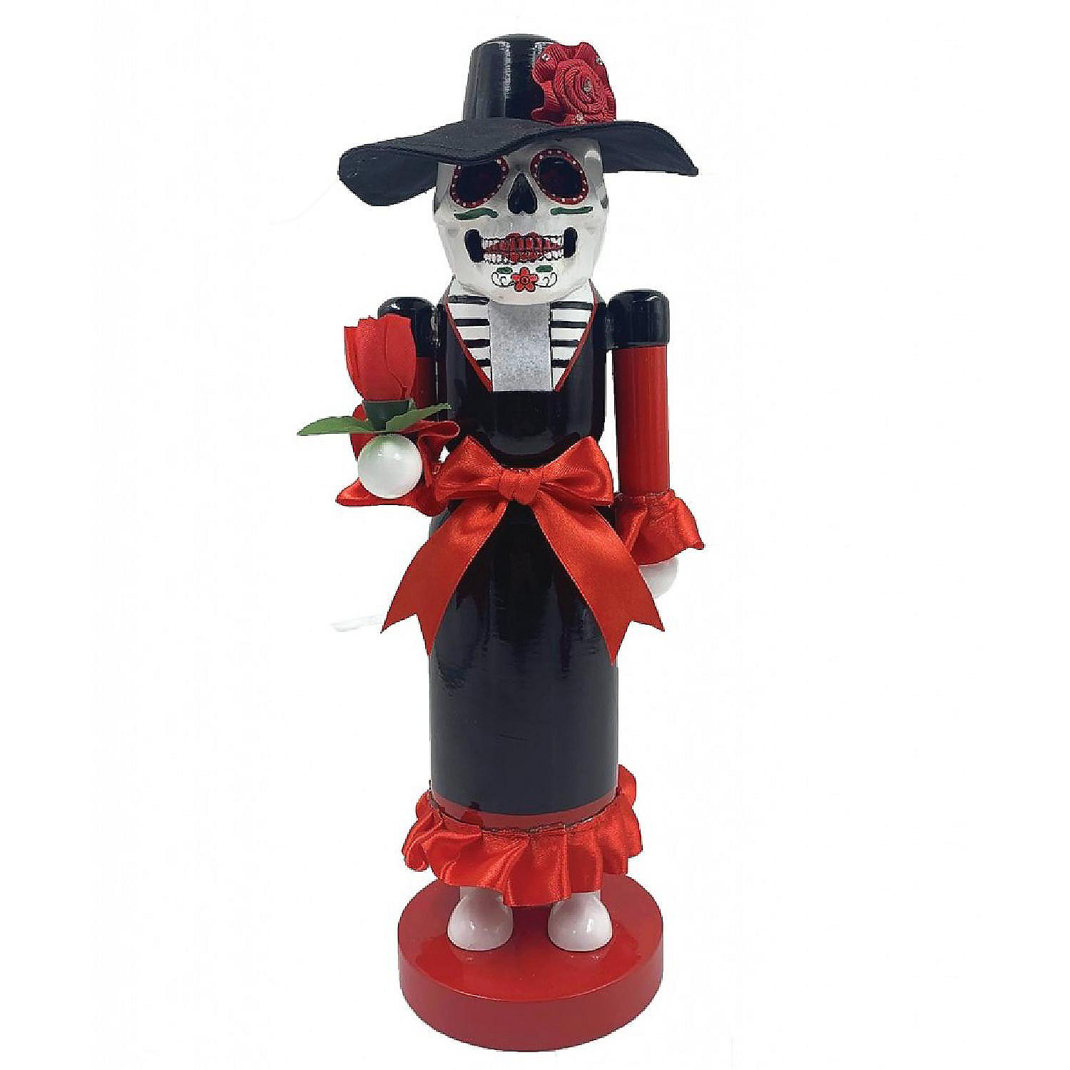 Santa's Lady Day of the Dead Skeleton Wood Nutcracker 14 In