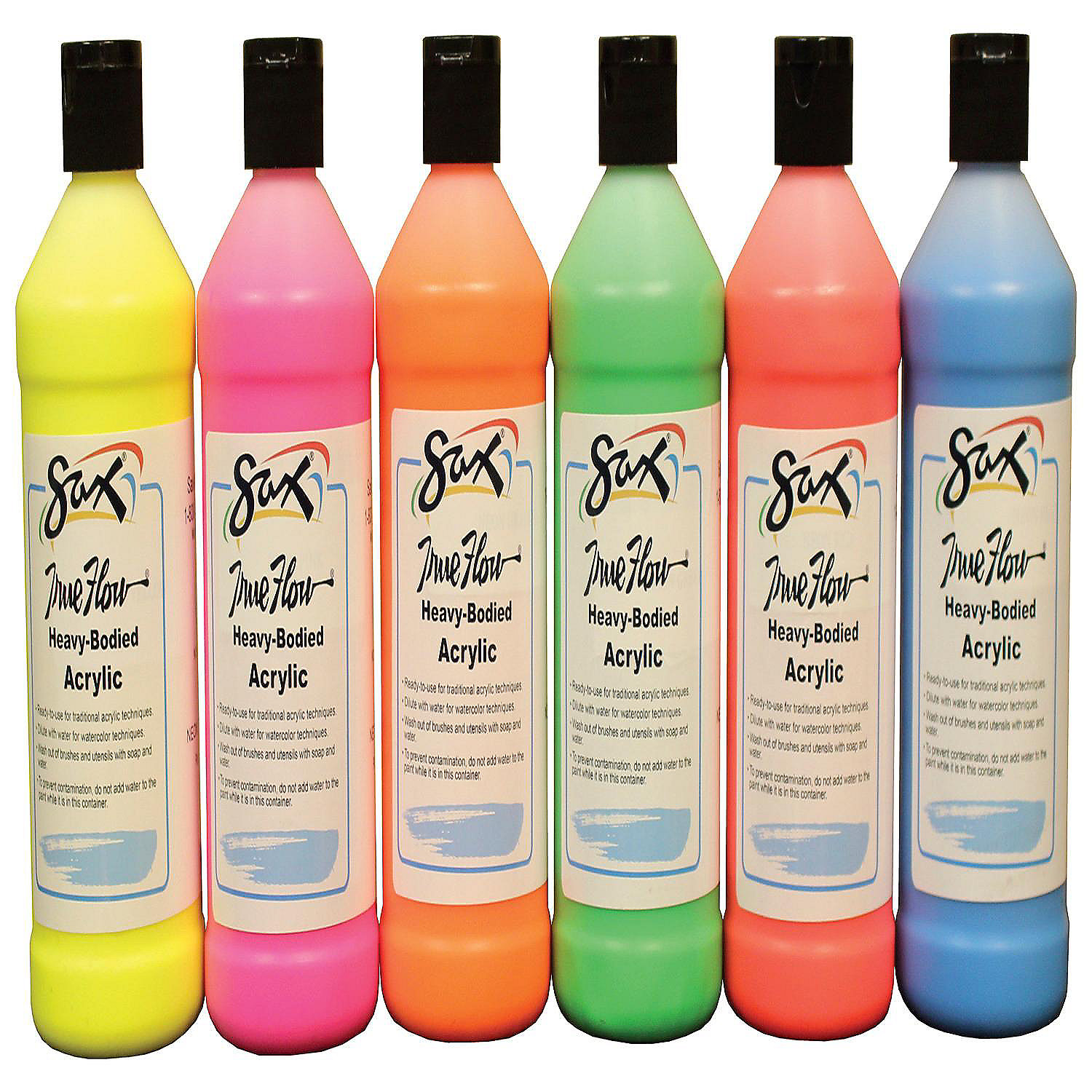 Sax Heavy Body Acrylic Paint, 1 Pint Bottles, Assorted Neon Colors, Set