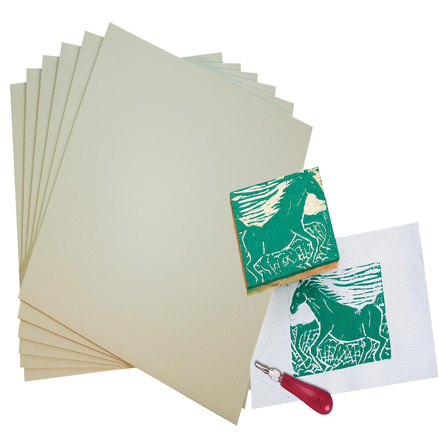 Sax Unmounted Linoleum Blocks, 12 x 12 Inches, Pack of 6 Oriental Trading