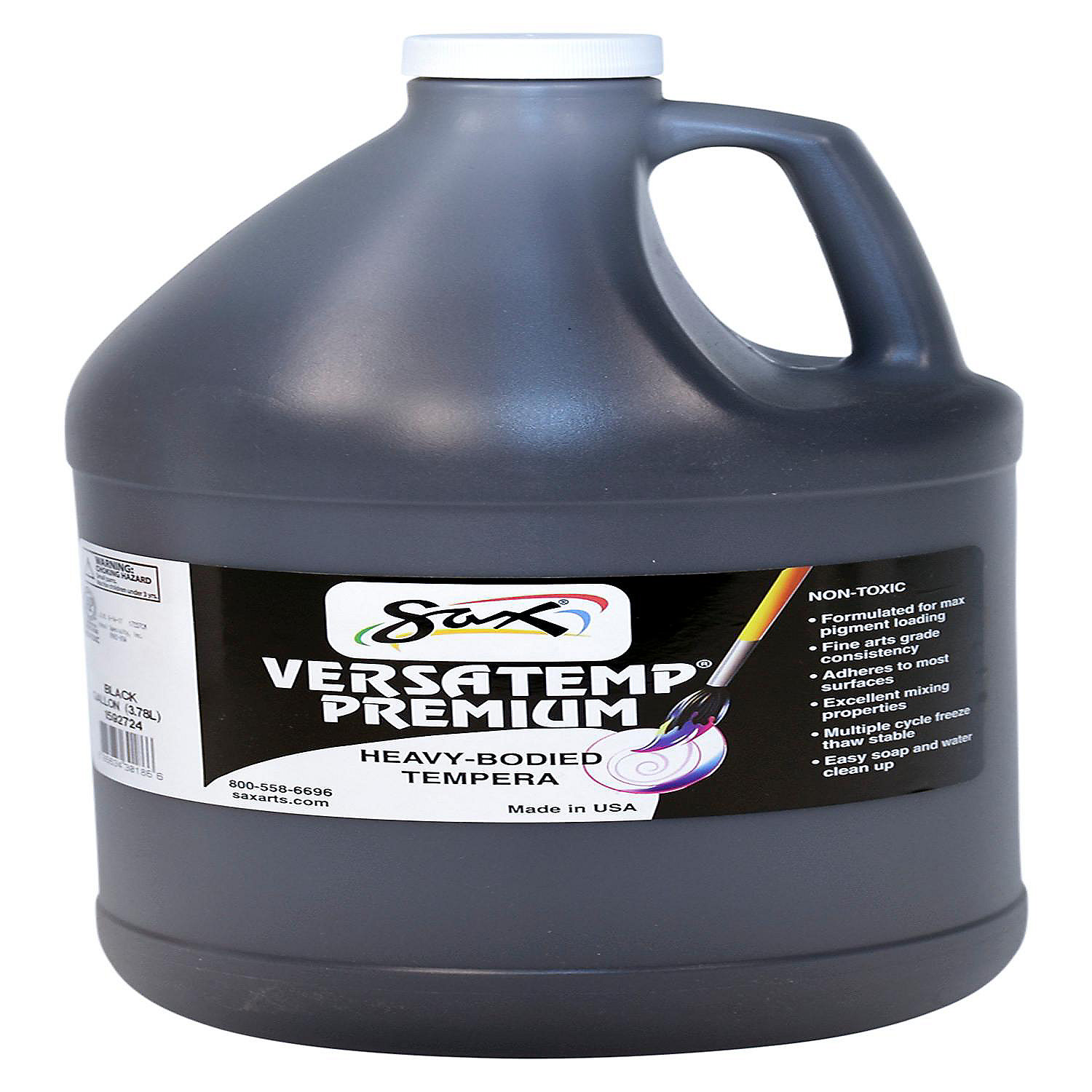 Sax Versatemp Premium Heavy-Bodied Tempera Paint, 1 Gallon, Black ...