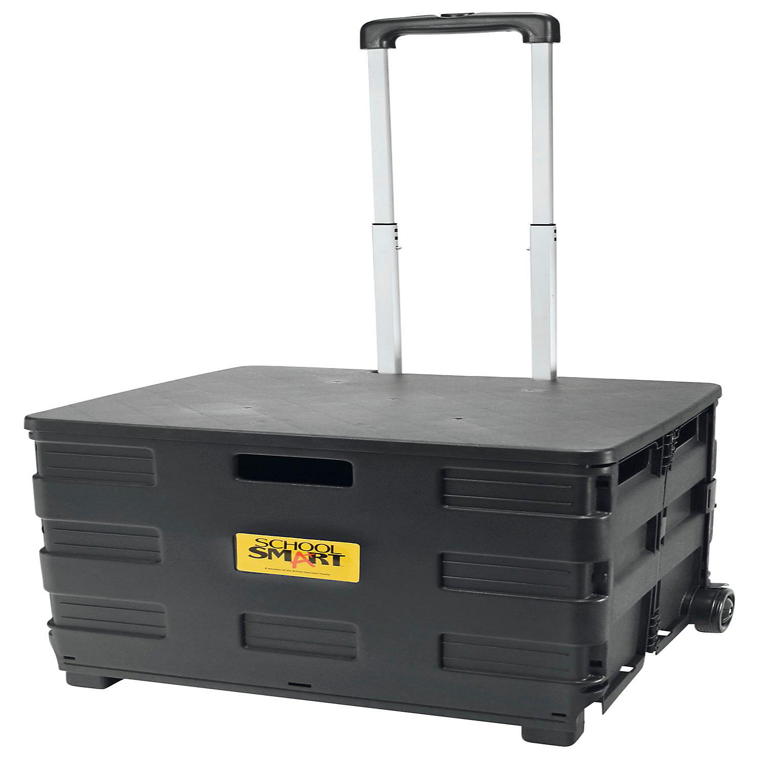 School Smart Folding Storage Cart on Wheels, Large, 161/4 x 13 x 131/2 Inches, Black