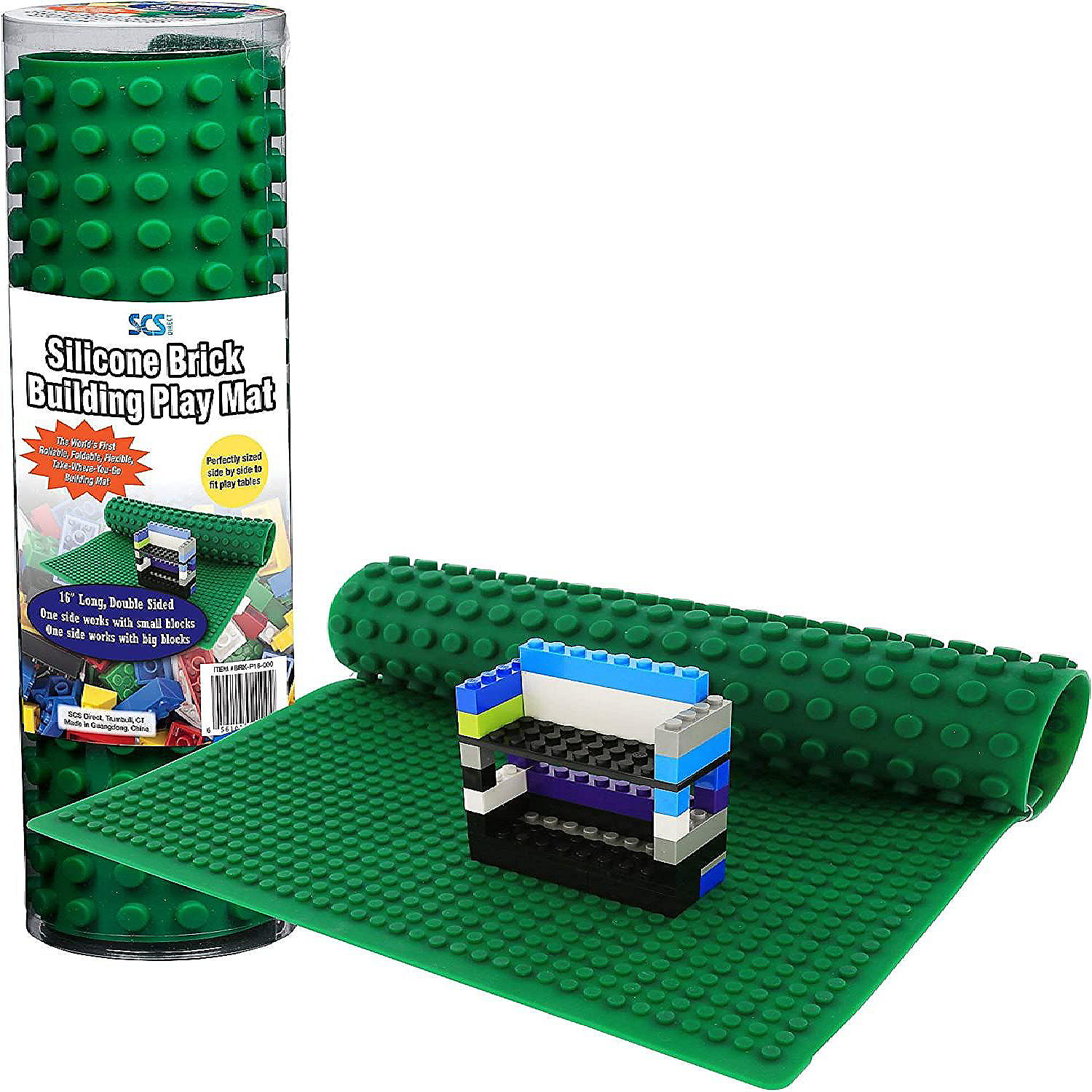 SCS Direct Brick Building Blocks Silicone Playmat 16" Rollable