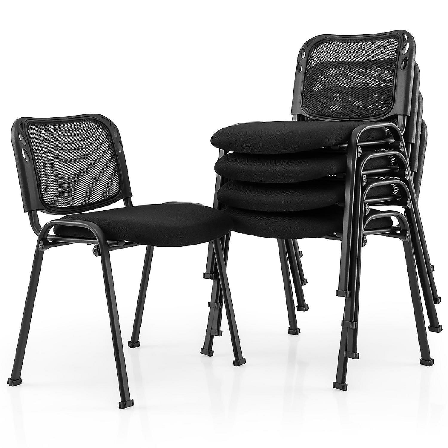 Set of 5 Conference Chair Mesh Back Office Waiting Room Guest Reception