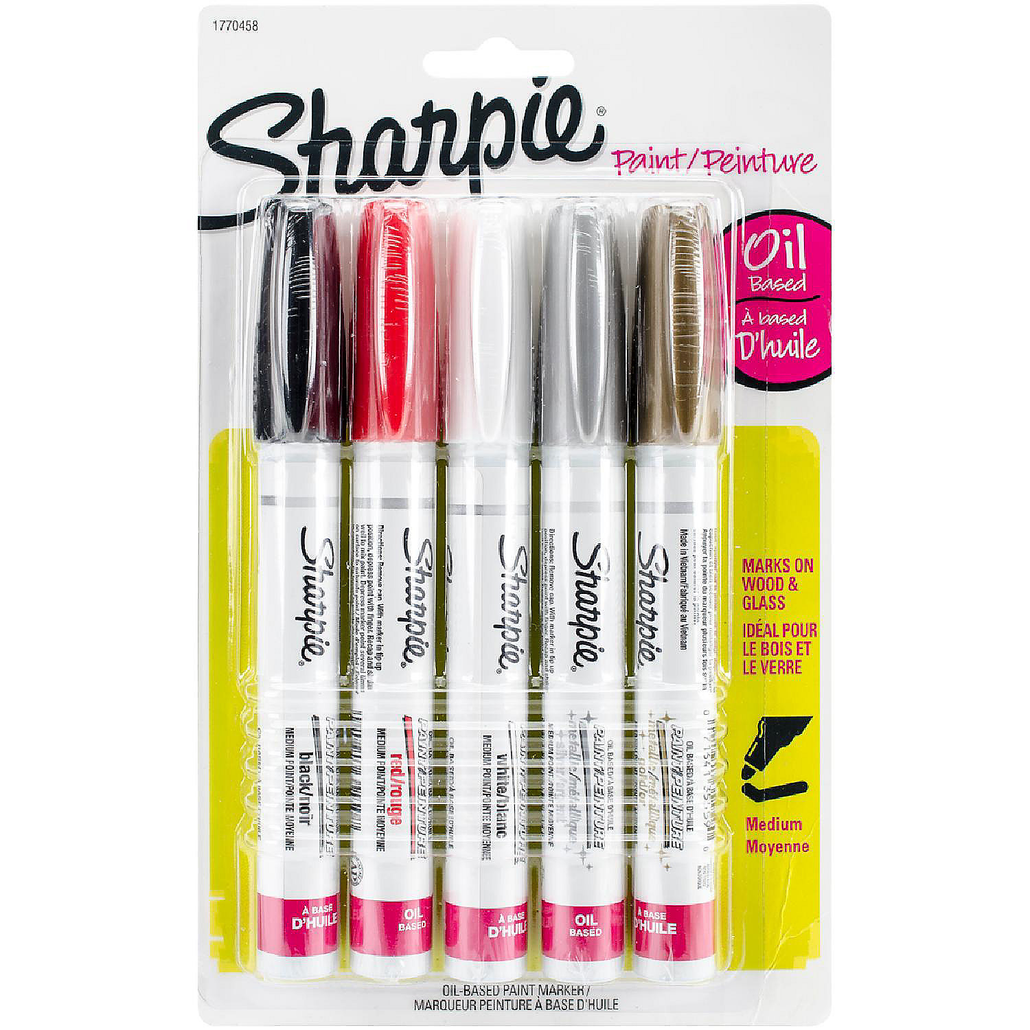 Sharpie Medium Point Oil-Based Opaque Paint Markers 5/Pkg-Black, Gold ...
