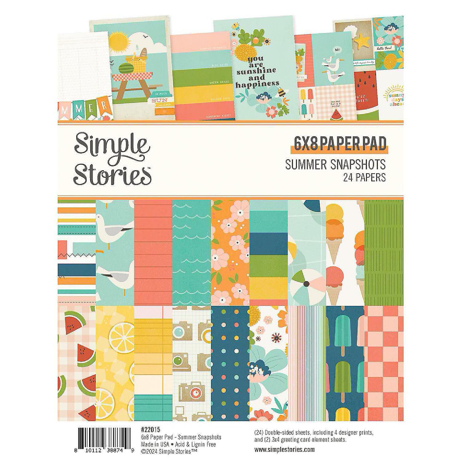Simple Stories DoubleSided Paper Pad 6"X8" 24/PkgSummer Snapshots