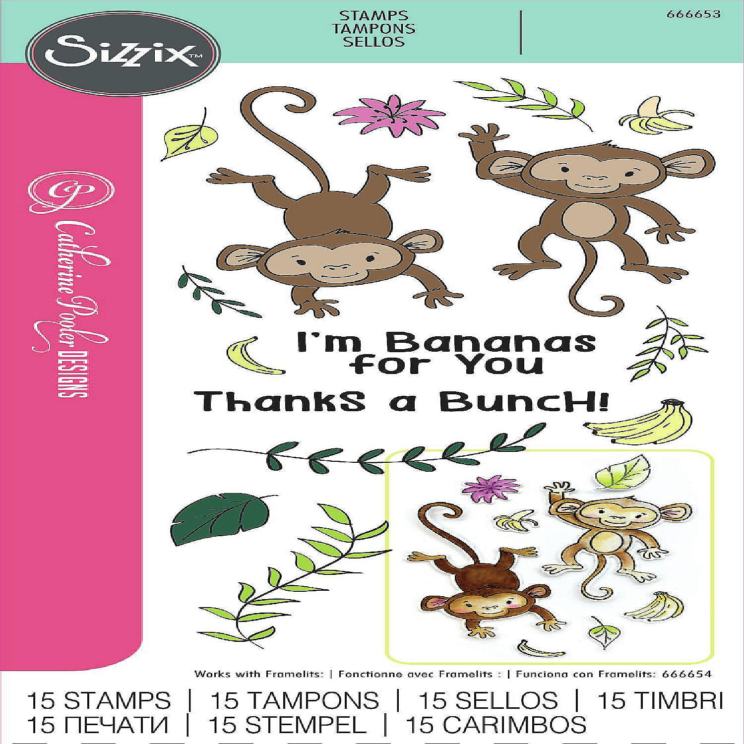 Sizzix Clear Stamps Set By Catherine Pooler 15/PkgGoing Bananas