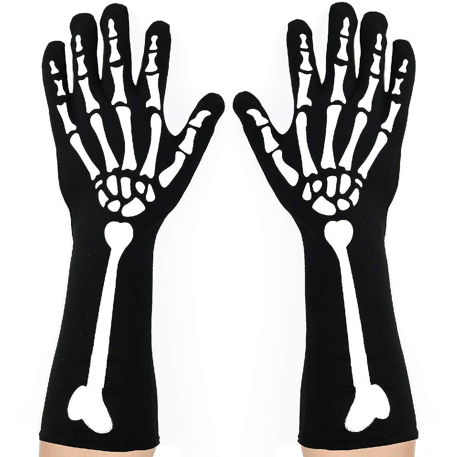 Skeleteen Bone Hand Skeleton Gloves - Skeleton Accessories Stretch ...