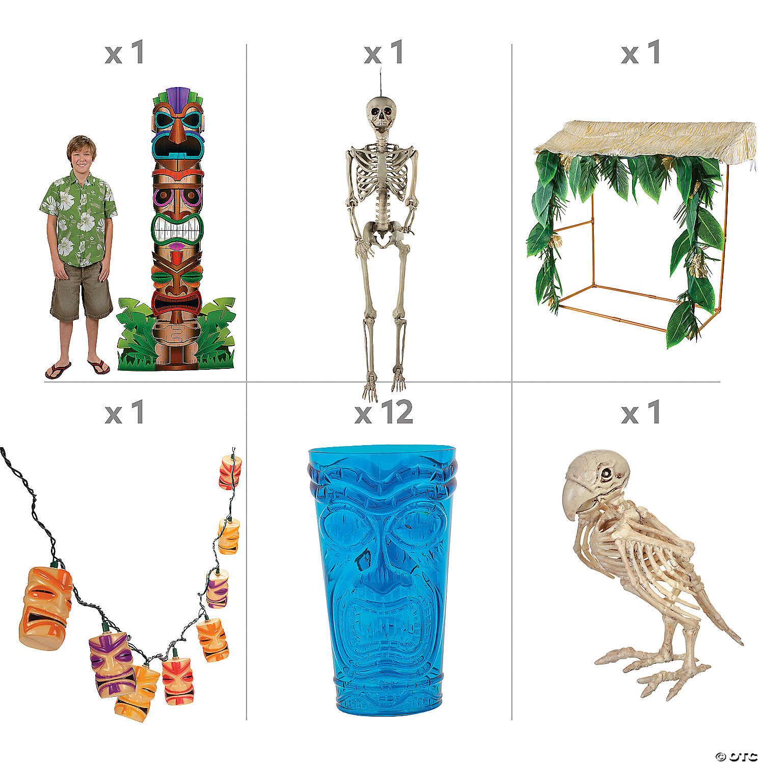 Skeleton Tiki Hut Halloween Decorating Kit - 17 Pc.