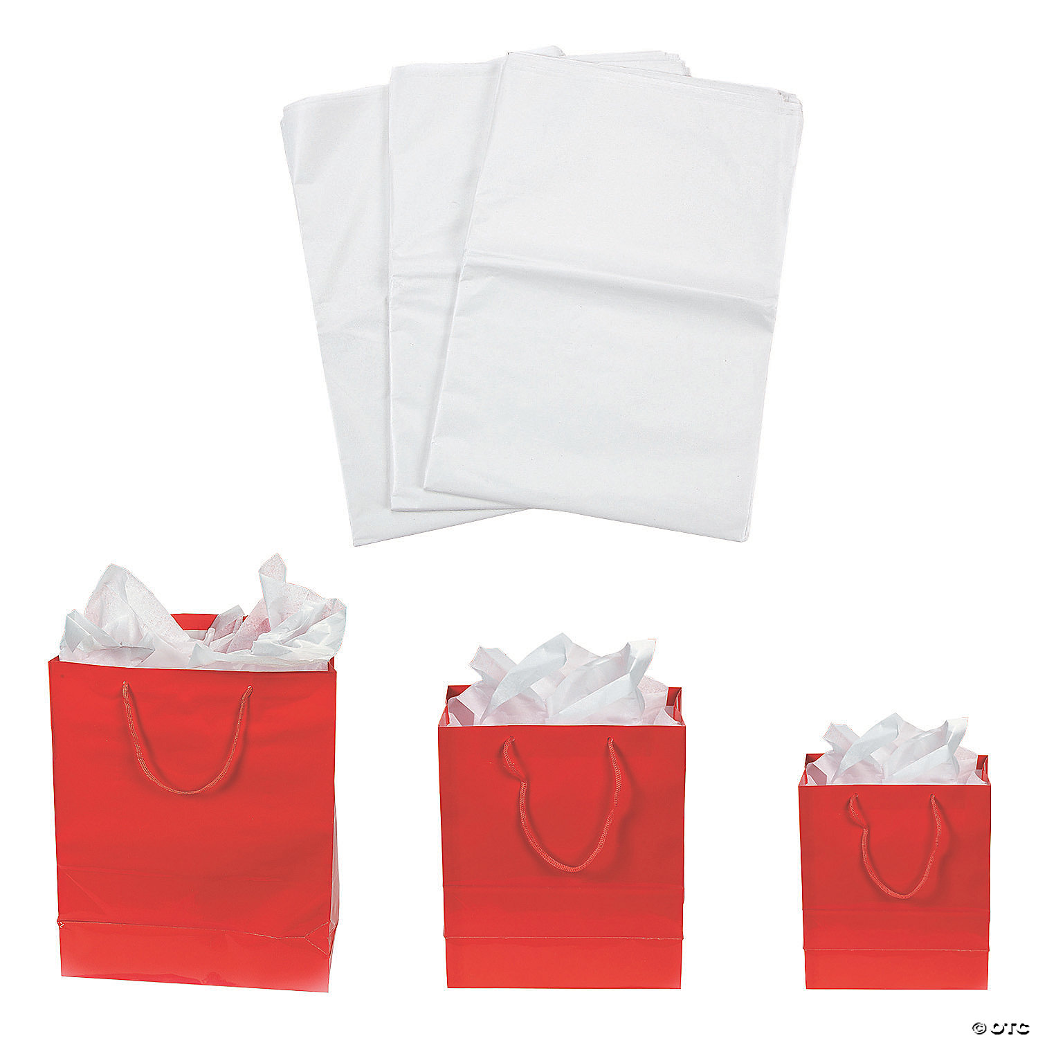 Small, Medium & Large Red Gift Bags & Tissue Paper Kit