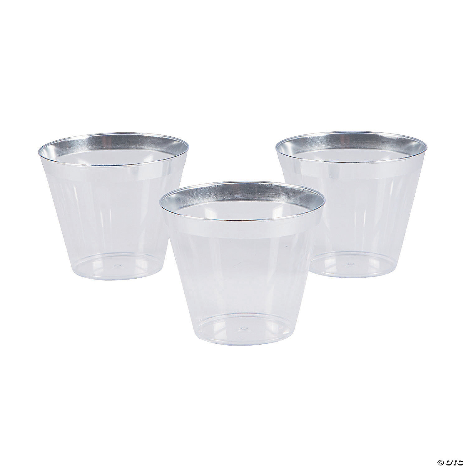 Small Plastic Cups with Silver Trim