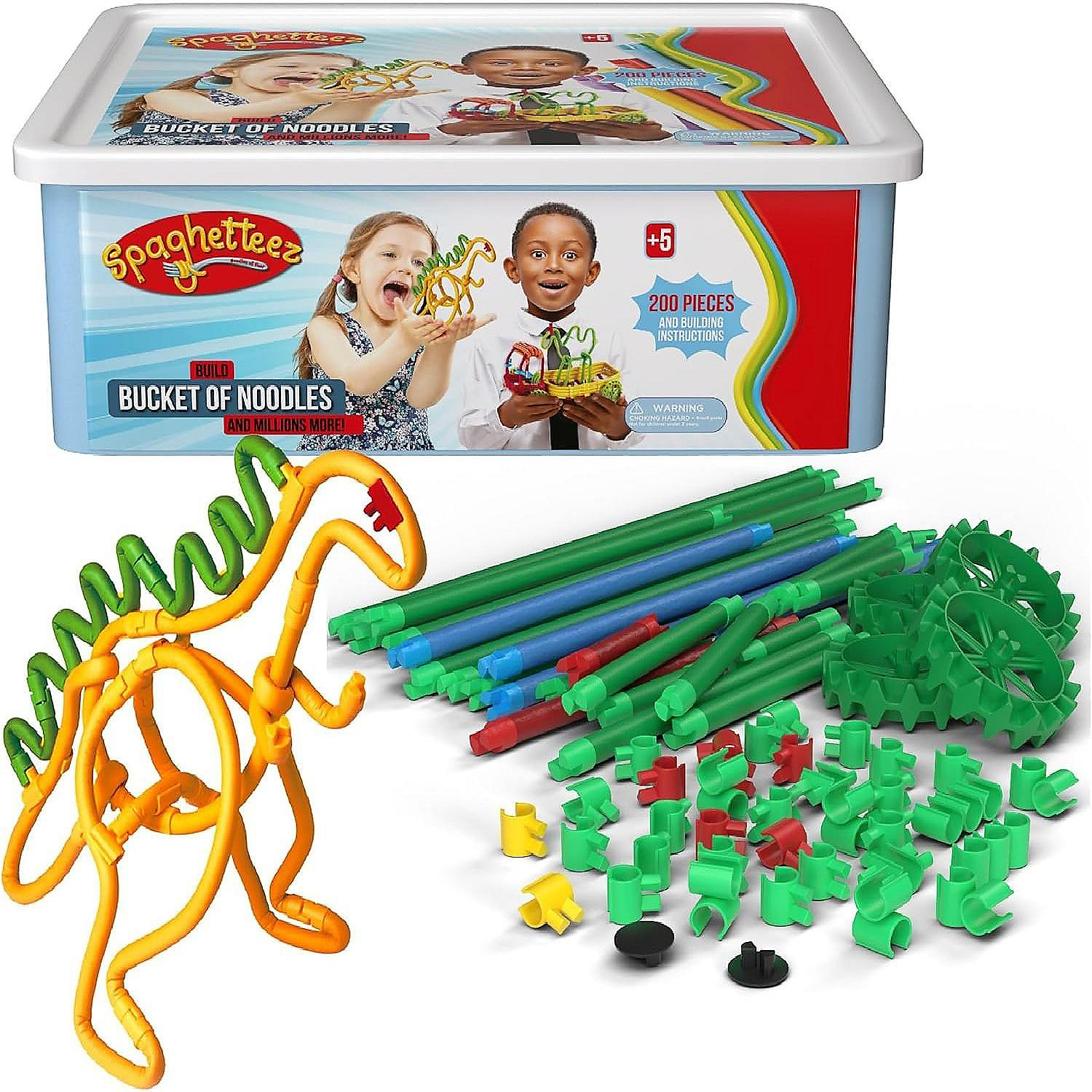 Spaghetteez Bucket of Noodles Ultimate Flexible Connectible 200piece