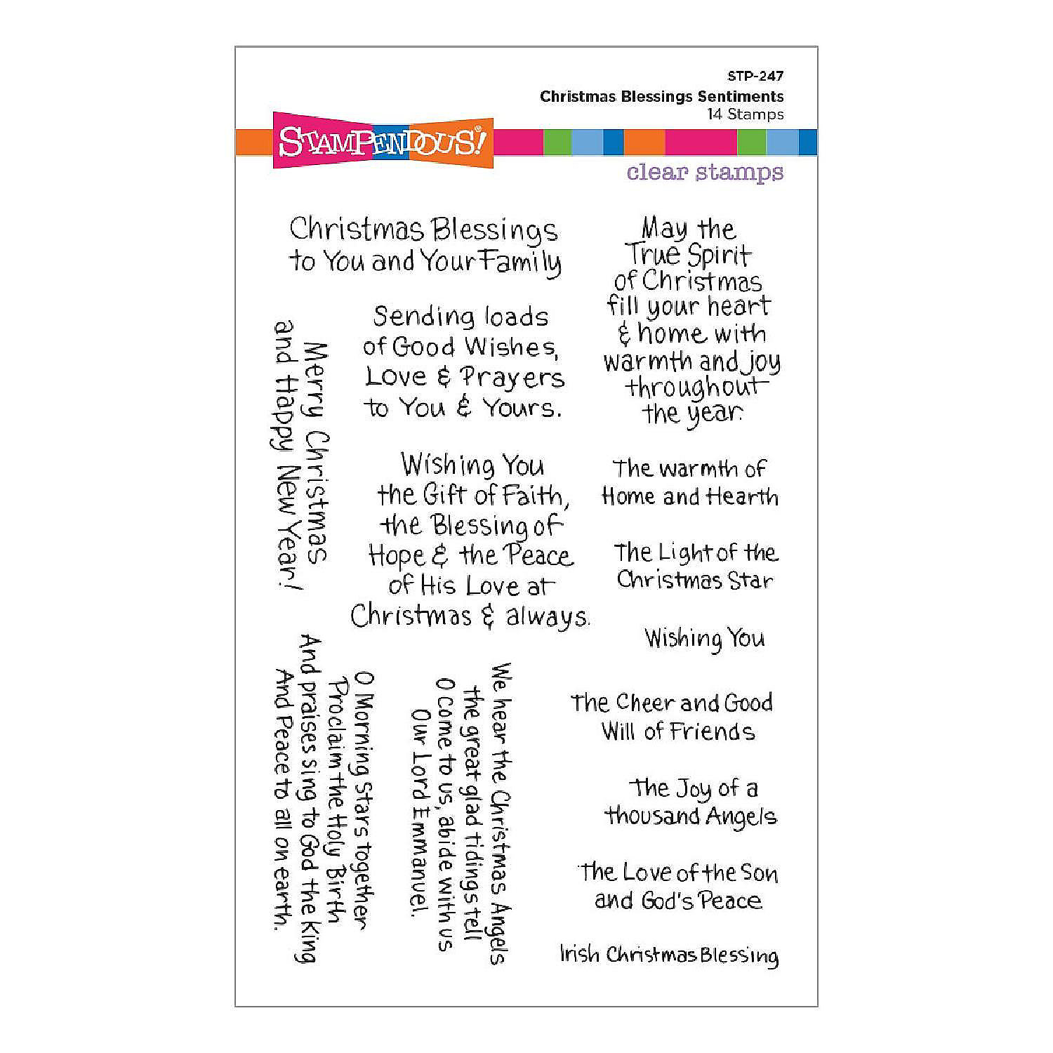 Stampendous Clear Stamp SetChristmas Blessings Sentiments Oriental