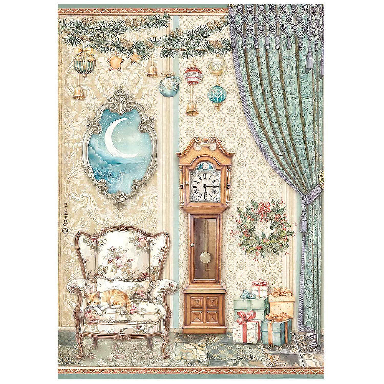 Stamperia Rice Paper Sheet A4The Nutcracker Pendulum Clock And Chair