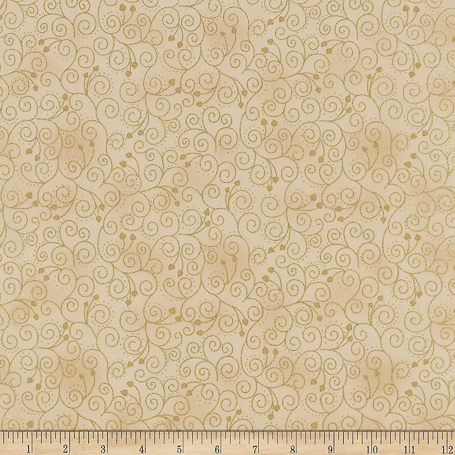 Grens Absoluut reparatie Star Sprinkle Spiral Flowers Beige Gold Cotton Fabric by Stof sold by the  yard | Oriental Trading