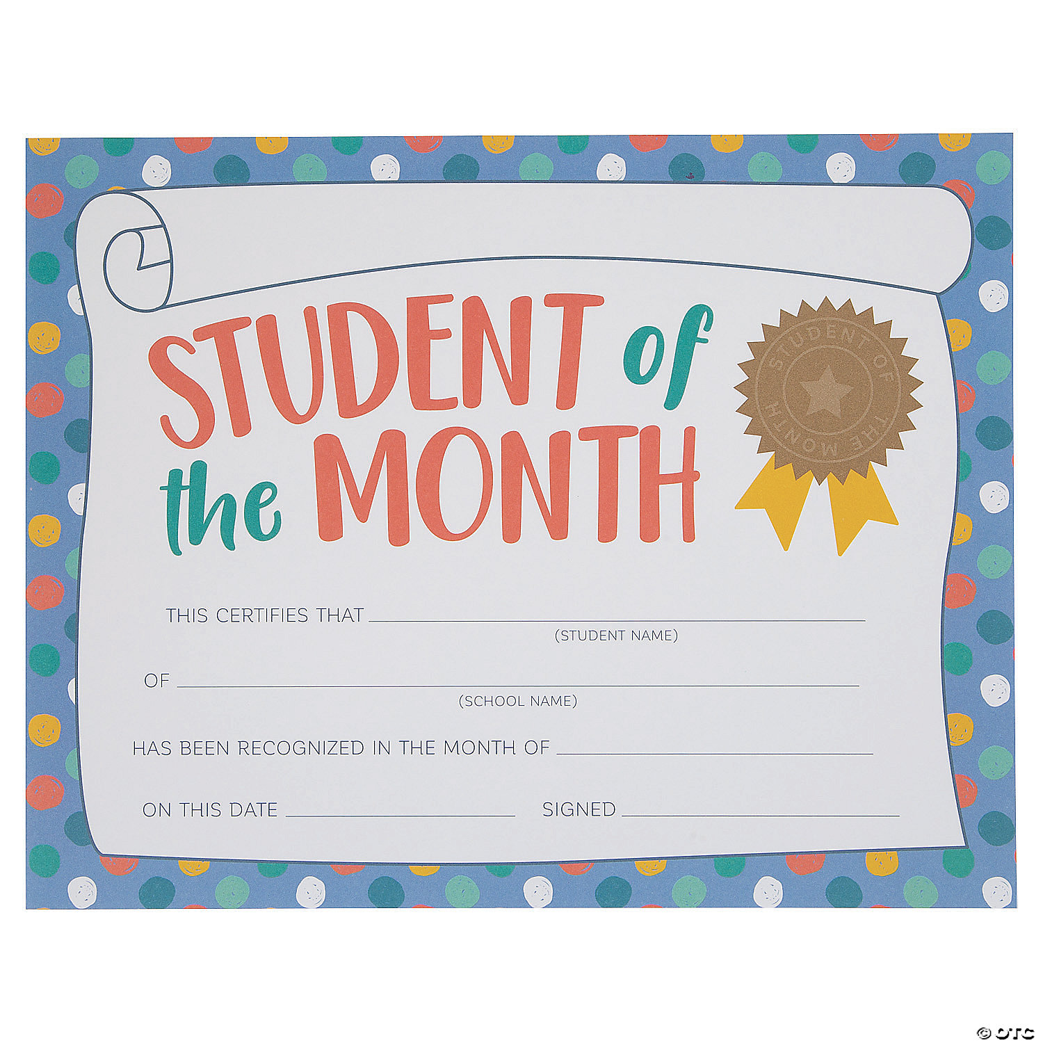 Pack of 15 Student of the Month Certificate 
