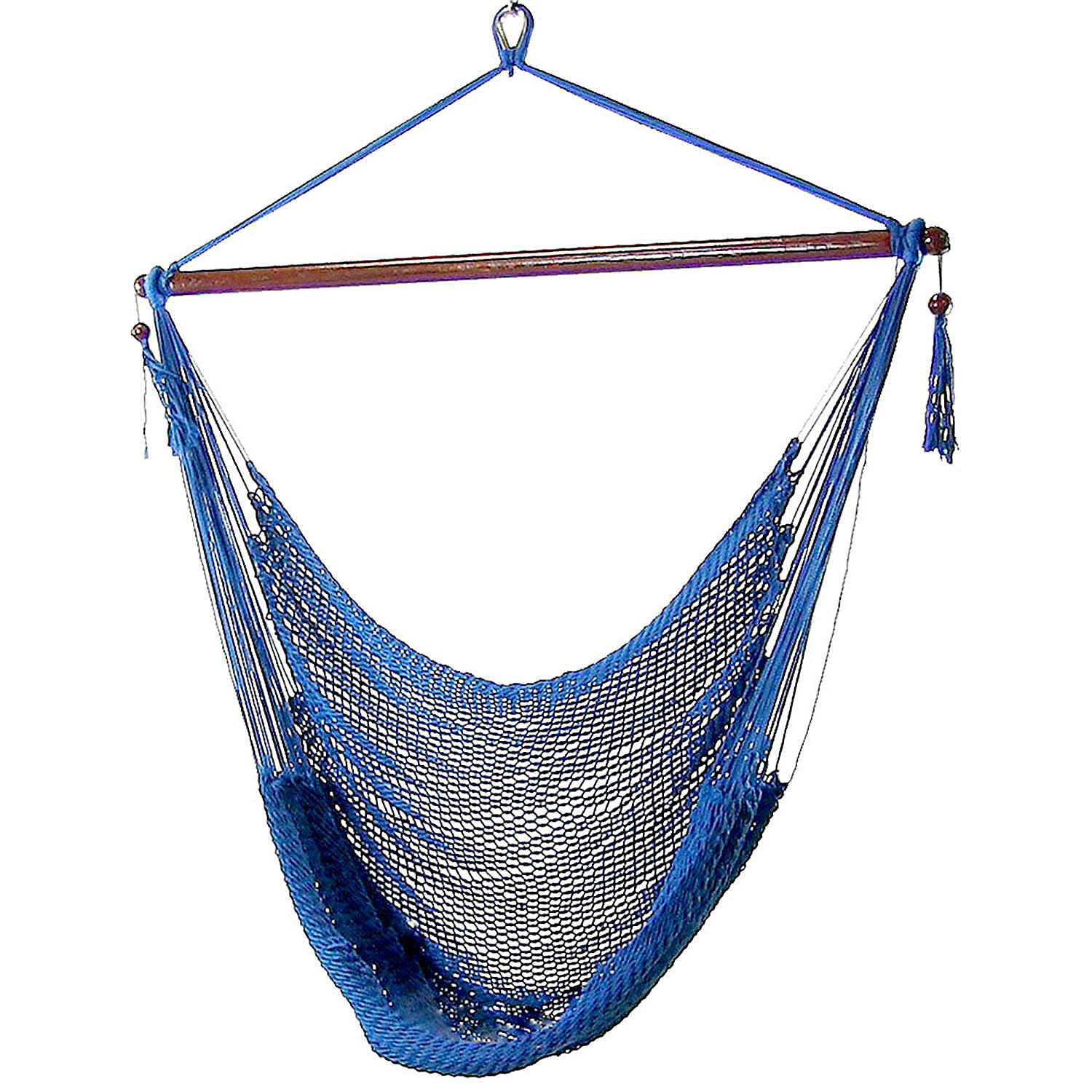 Extra Large Caribbean Sunnydaze Hanging Rope Hammock Chair Swing Sky Blue Yard and Porch for Outdoor Patio 
