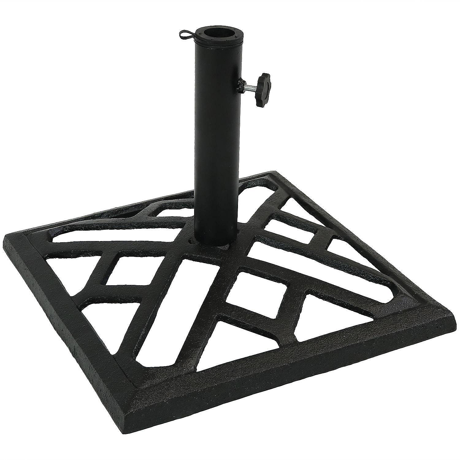 Op risico Mos satire Sunnydaze Outdoor Heavy-Duty Cast Iron Decorative Modern Geometric Design  Patio Yard Square Umbrella Base Stand - 17" - Black