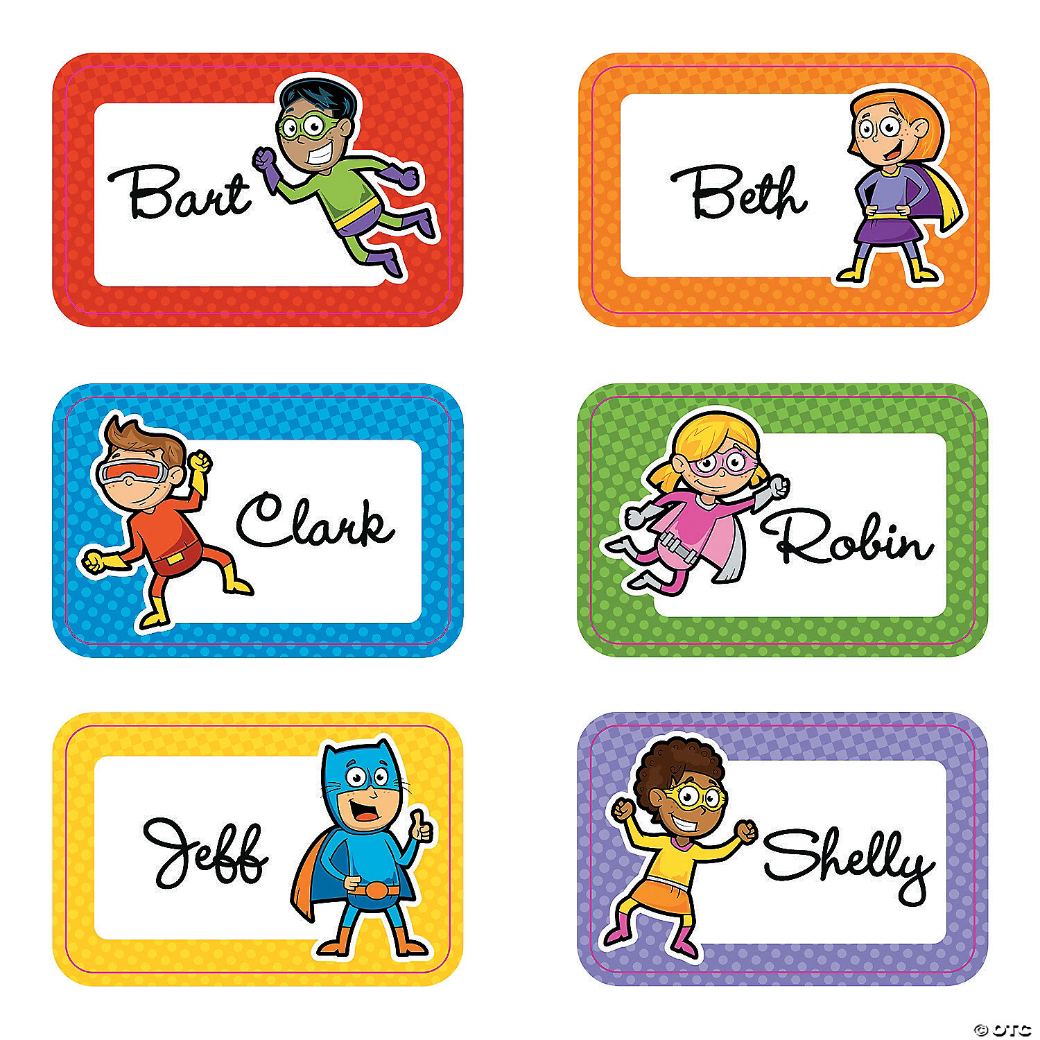100 Superhero Name Tag Stickers for Kids 10 Designs 9 x 6.5 cm Comic Book Name Label Sticker Badges Students and Teachers use