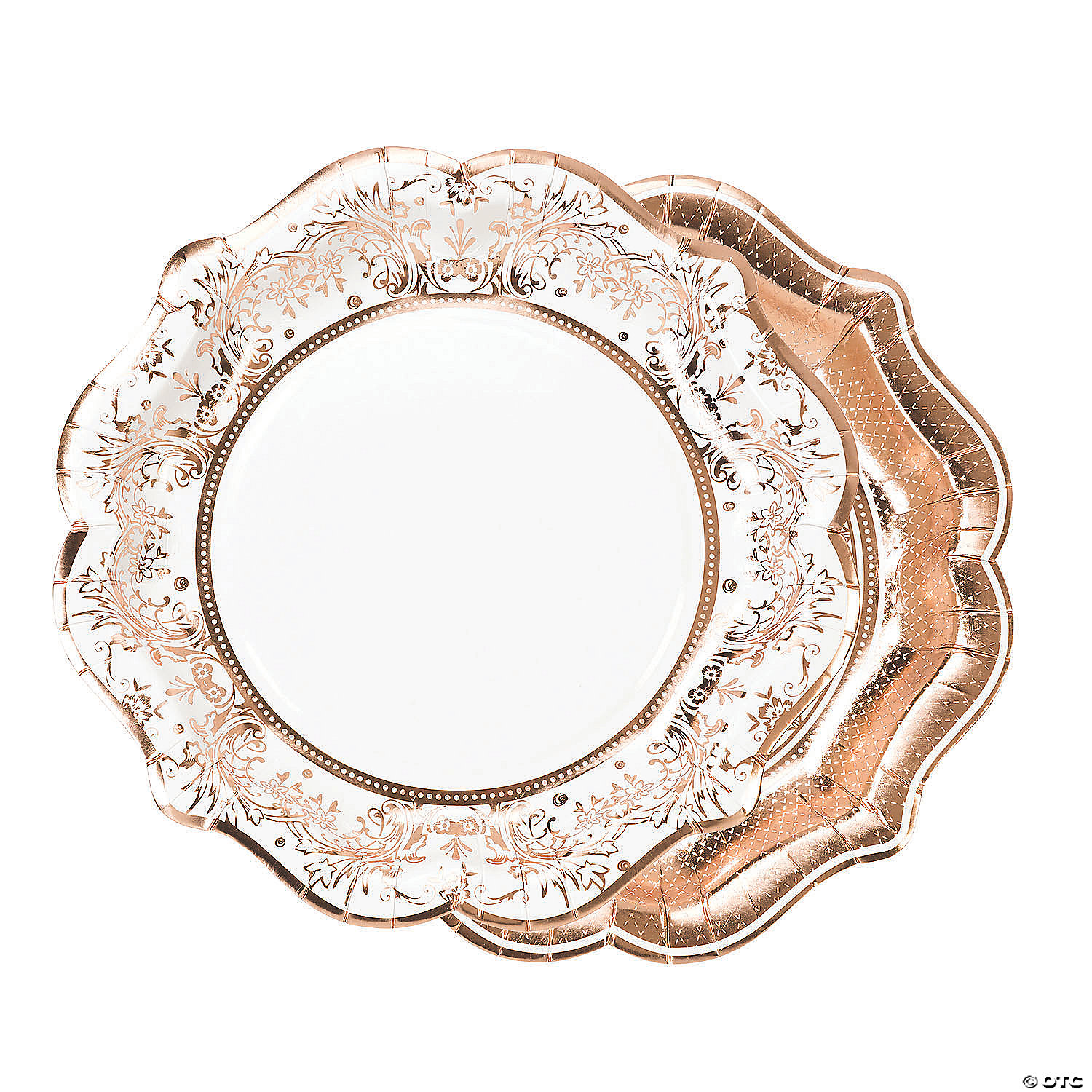 ROSE GOLD FOIL APPETISER SQUARE PLATES-8 53277 Baby Shower Party Tableware 