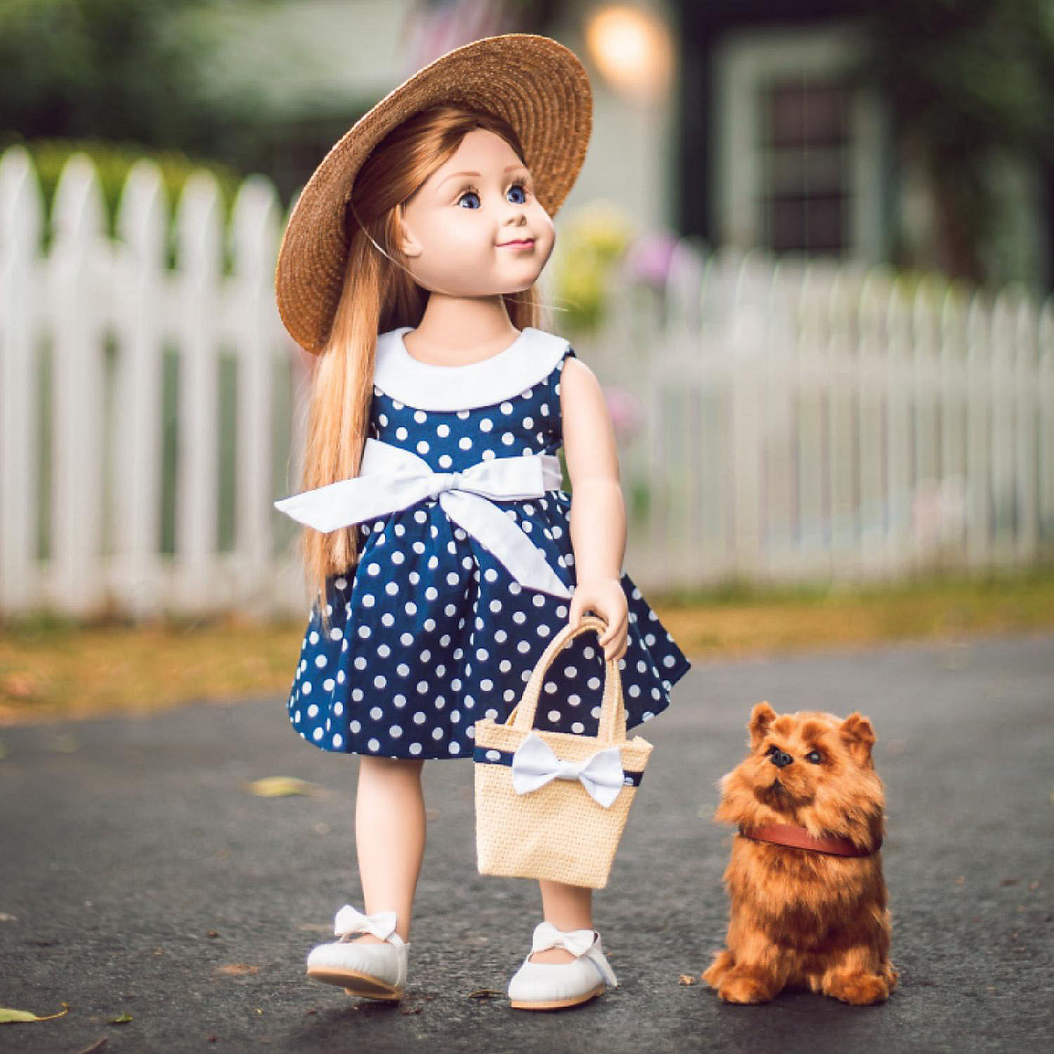 The Queen's Treasures 18 Inch Girl Doll American Clothes and Accessories,  Navy and White 1950 Style Polka Dot Dress with Hat and Handbag | Oriental  Trading