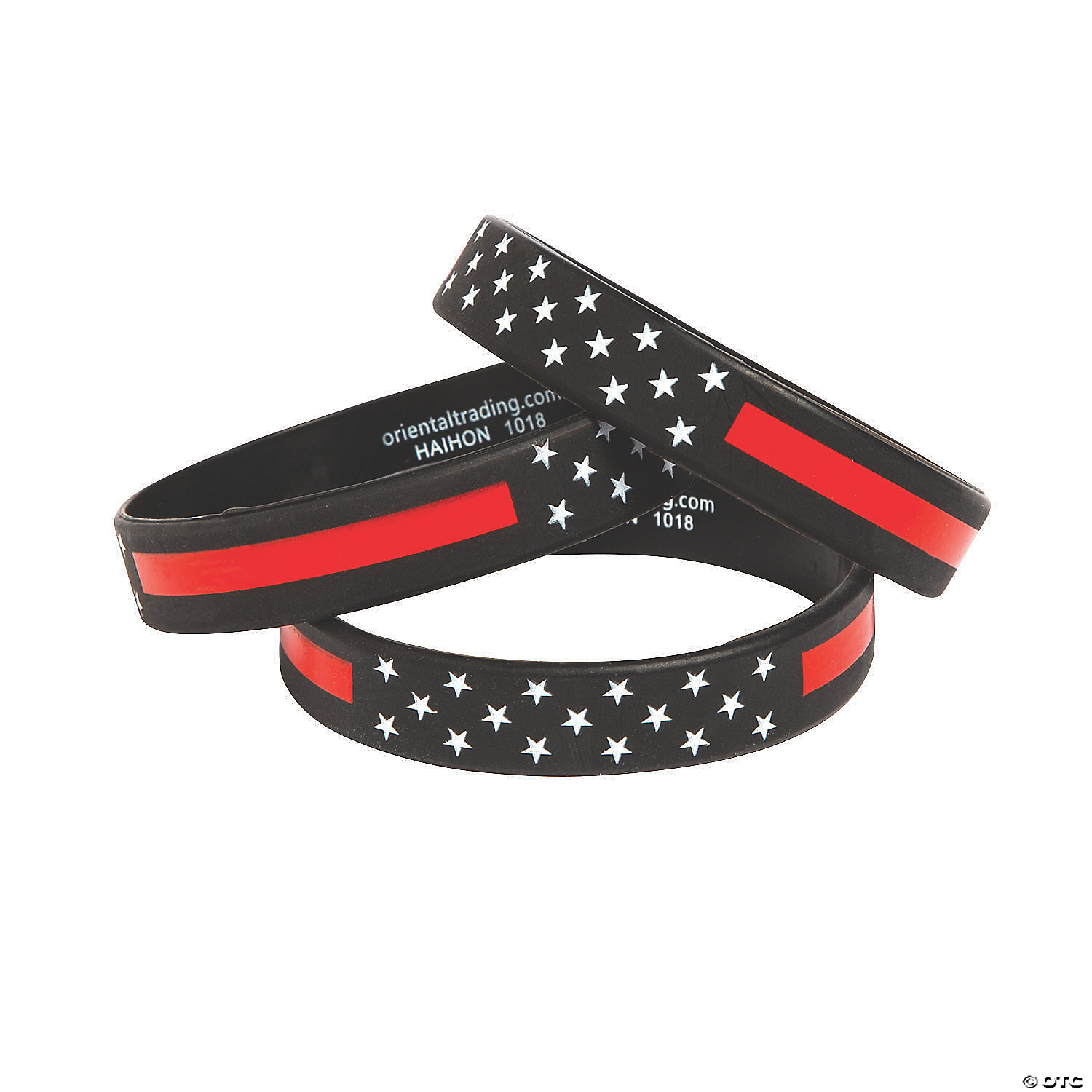 Thin Red Line Rubber Bracelets 12 Pc. Oriental Trading
